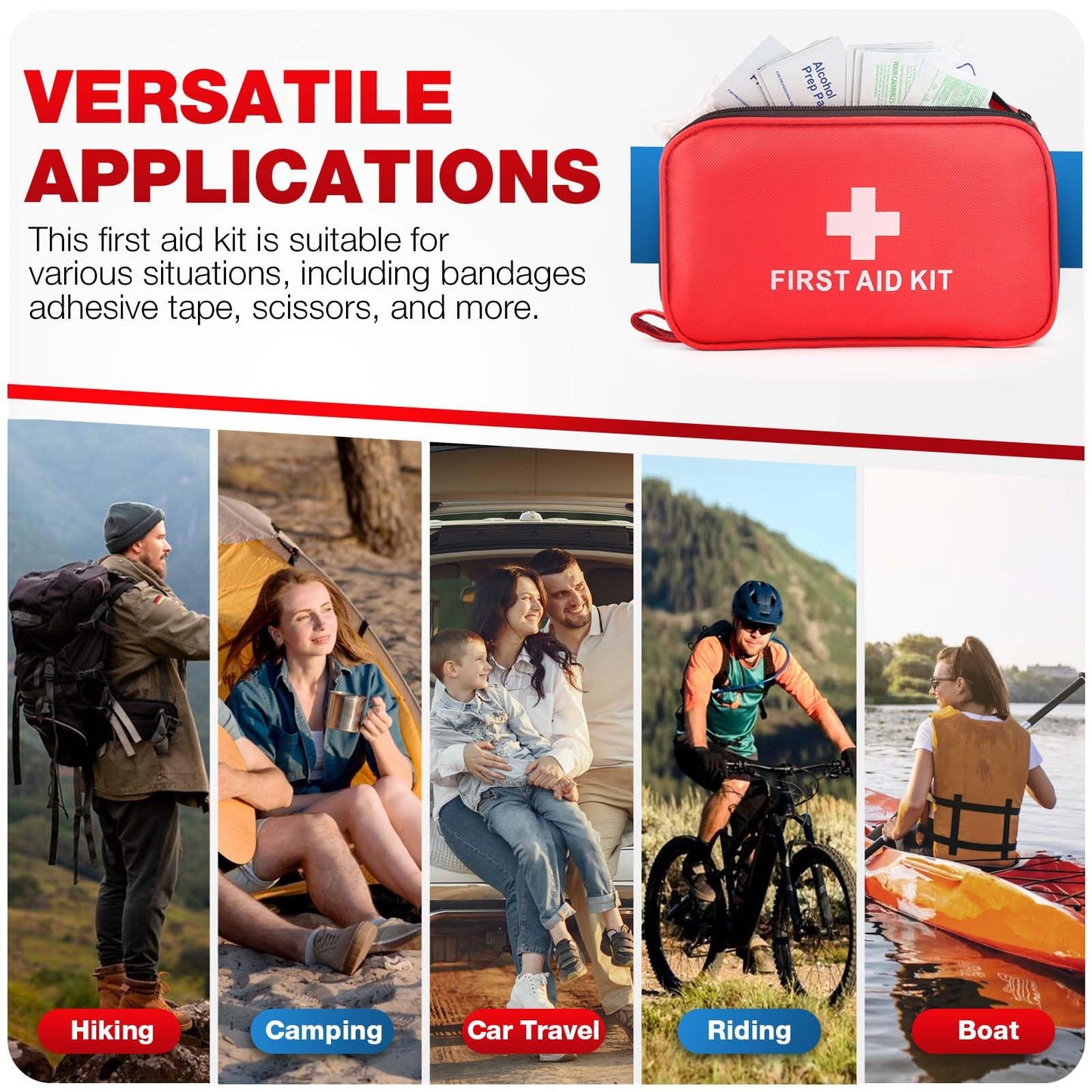 First Aid Kit 194 Piece Emergency Kits for Hiking Camping Trauma Kit for Boat Vehicle Compact Aid Kit for for Home Car Travel Outdoor Survival