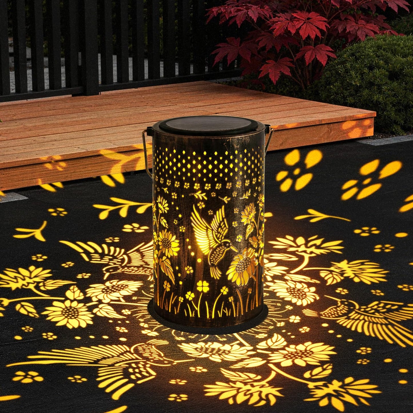 Solar Lanterns Outdoor Waterproof Mother’s Day Gifts Hummingbird Sunflower Garden Decor, Best Gifts for Mom Women Grandma, Hanging Metal Lantern Lights for Patio, Pathway, Yard, Landscape, Lawn