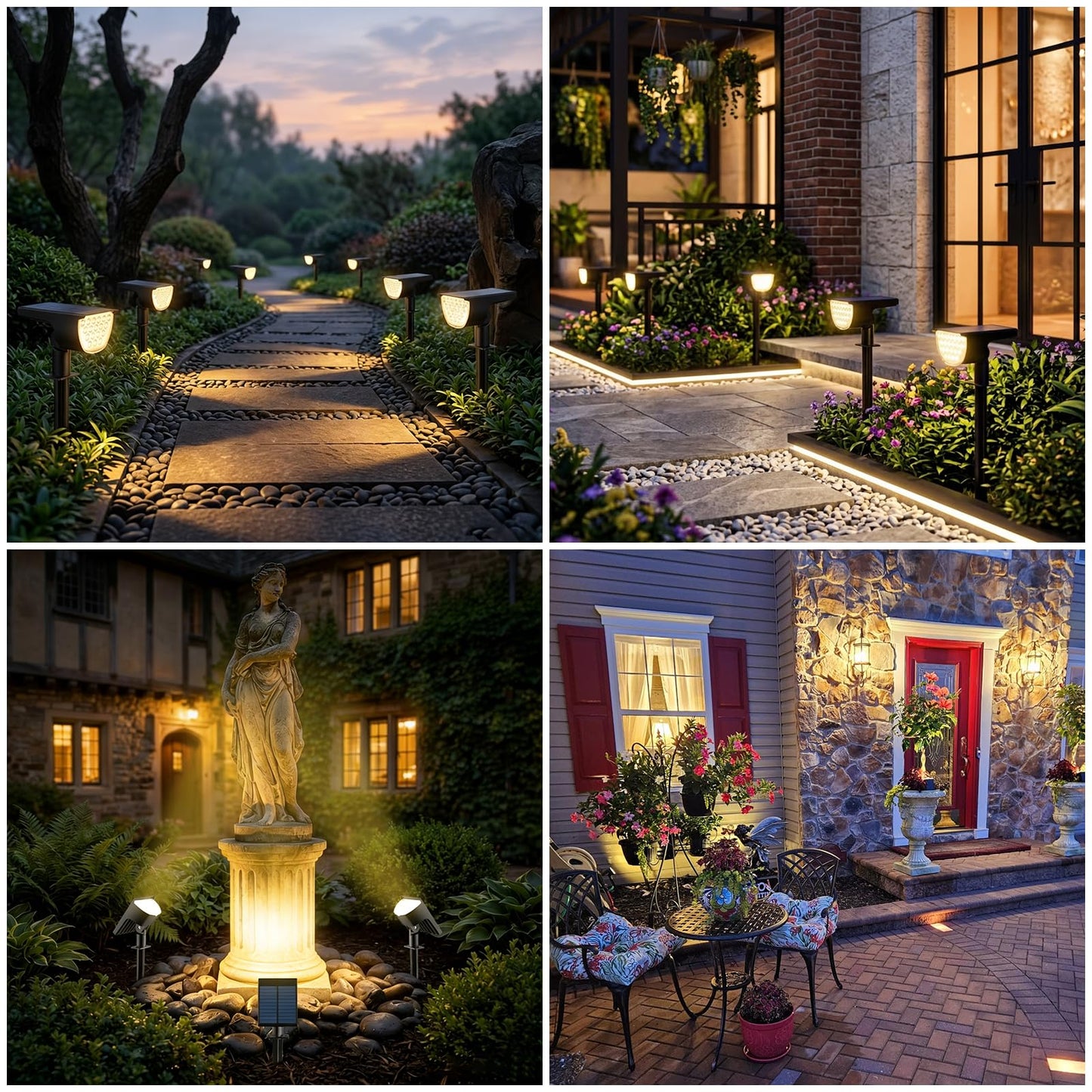 GKGG Solar Lights Outdoor Waterproof IP65, Solar Powered 76 LED 3 Lighting Modes Solar Spot Lights Outdoor for Yard Garden Landscape Pathway (Warm White, 6 Pack)