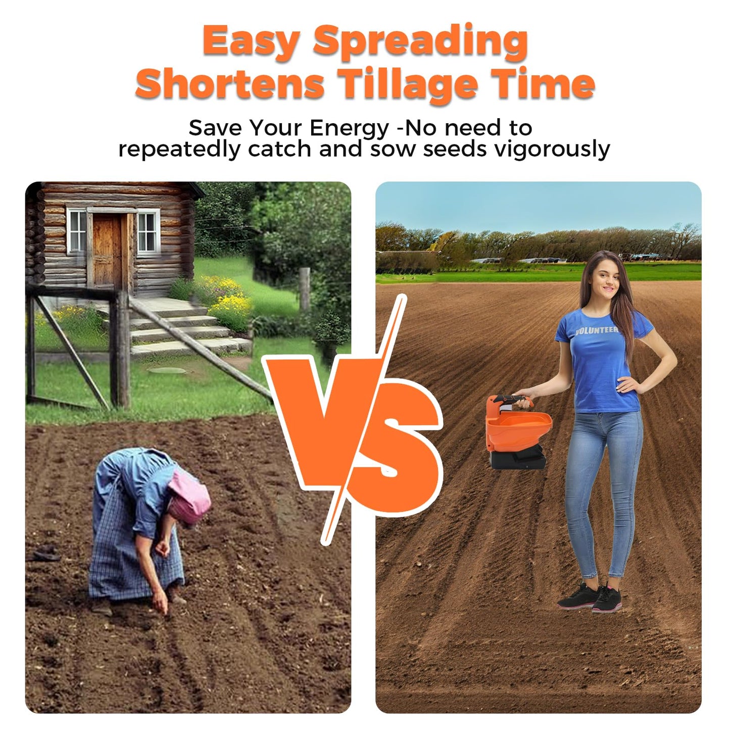 Electric Seed & Fertilizer Spreader, Type-C Rechargeable Handheld Lawn & Salt Spreader, 6 Speeds & 8 Flow Settings, 3.3L Capacity, 16.5 ft Wide Spread for Grass Seed & Ice Melt (Battery Included)