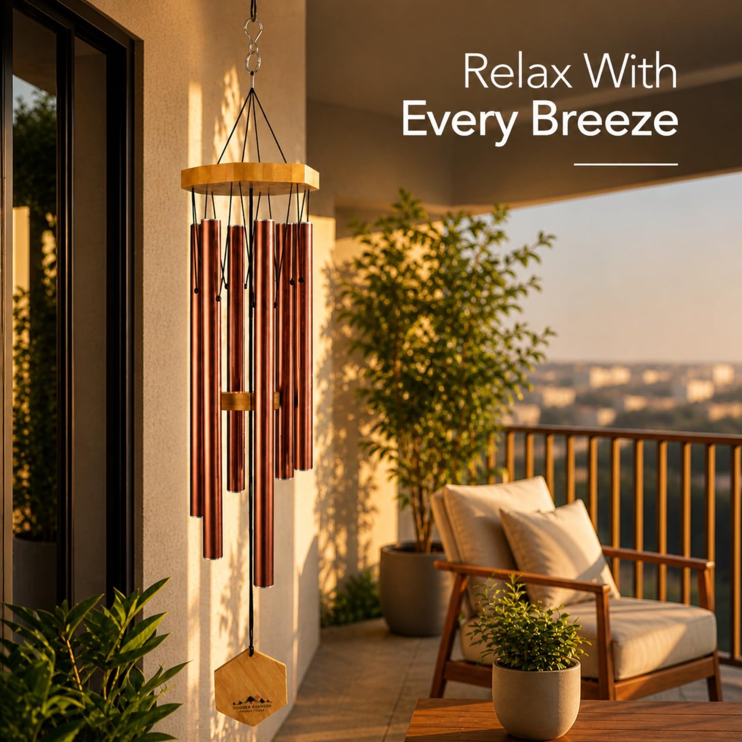 Red Deep Tone Wind Chime – Outdoor Sympathy & Memorial Gift for the Loss of a Loved One, Memorial Wind Chimes, Thoughtful Sympathy Gift for Bereavement and Remembrance. 29" Copper Red