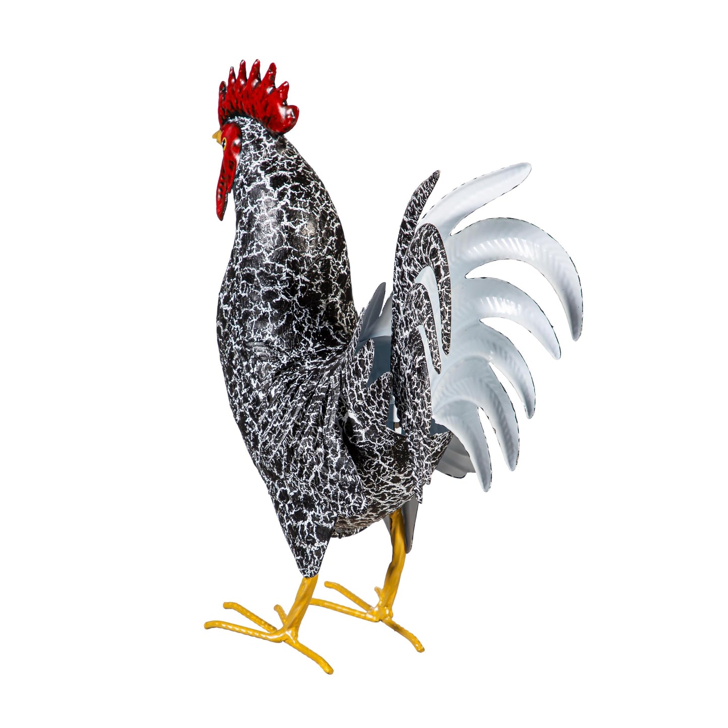 Evergreen Garden 14" Dark Rooster Metal Animal Statues, Garden Decor Metal Yard Art for Lawn Backyard Party Wedding Decoration