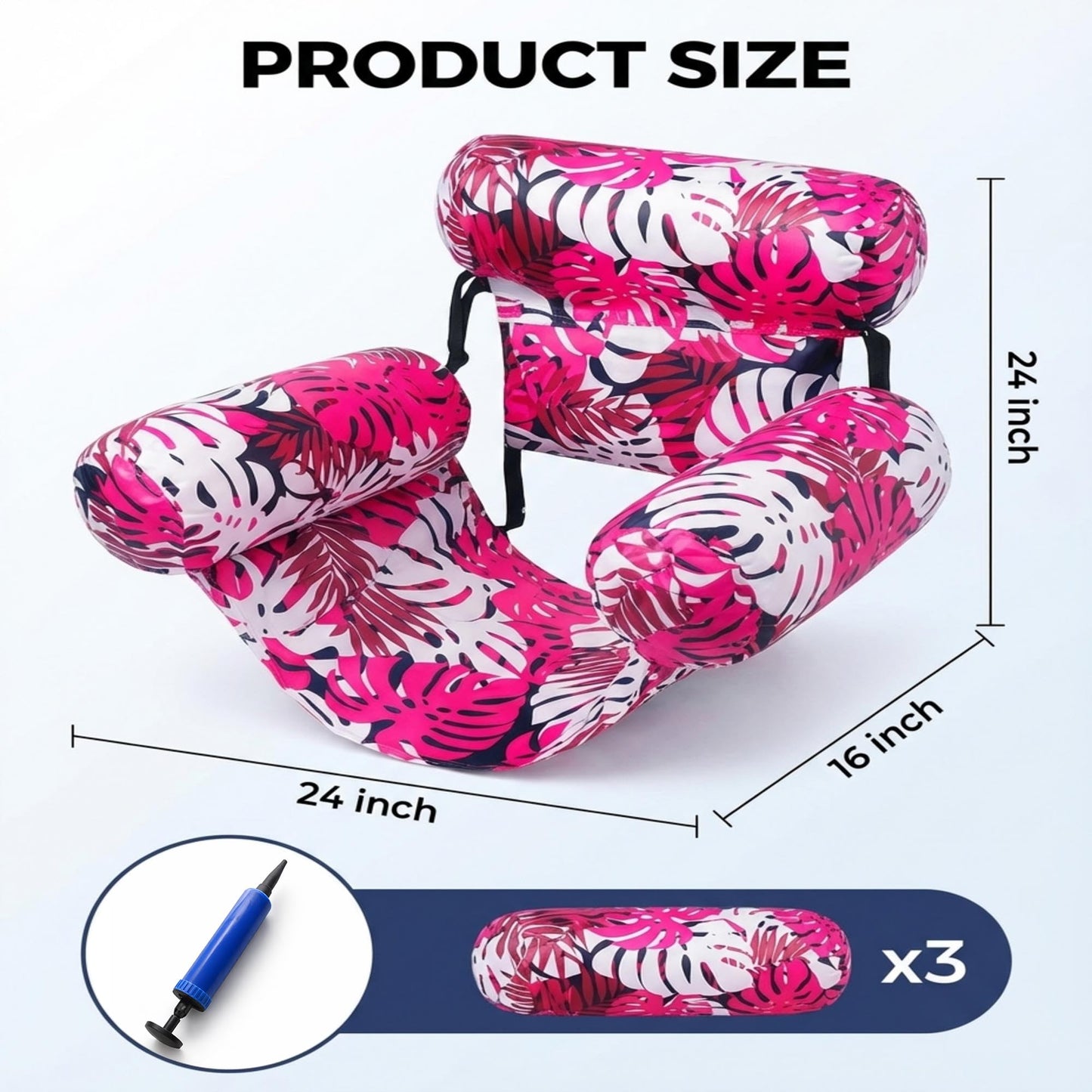 Pool Floats Adult 2 Pack, Inflatable Pool Float Chair, Portable Water Hammock for Summer Pool & Beach