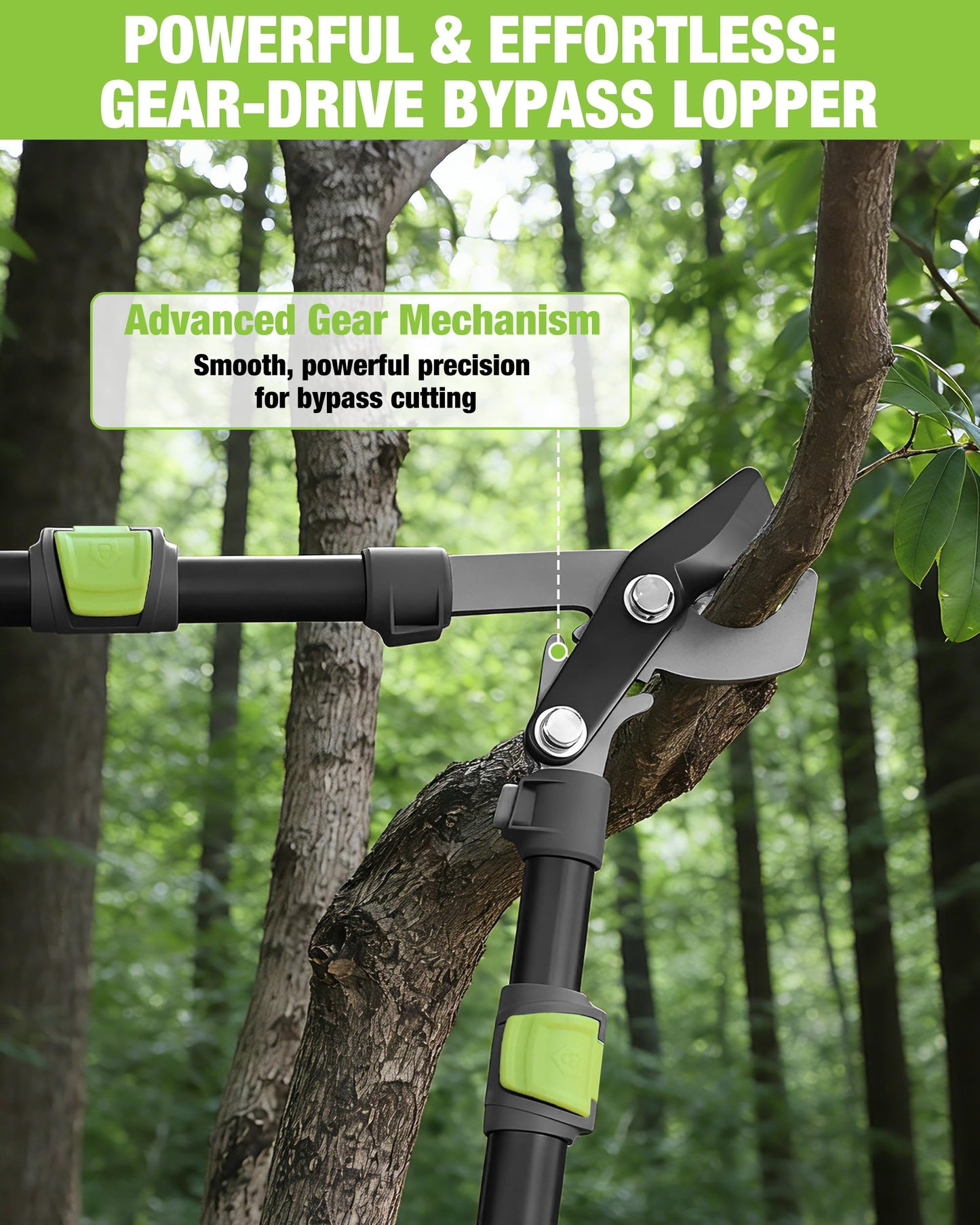 WORKPRO Extendable Bypass Lopper for Gardening, 25-37" Branch Cutter with 1.5" Cutting Capacity, Heavy Duty Pruning Shear Featuring Gear System for Tree Trimming, Tree Cutter Handheld with SK5 Blade