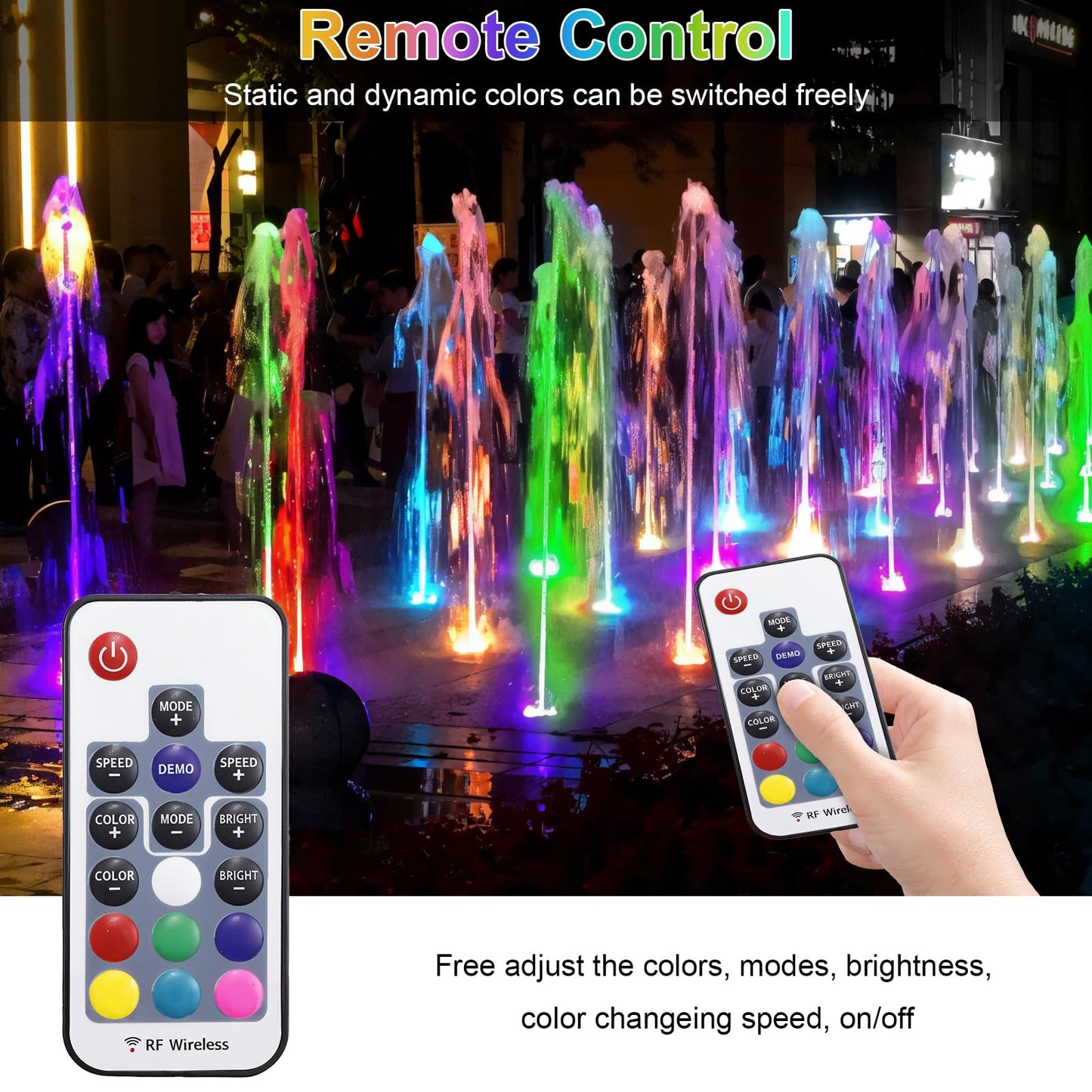 Srygery RGB Underwater Pond Lights, 20 Colors Dimmable Submersible Led Fountain Lights with Timer, IP68 Waterproof with Remote Control for Outdoor Ponds Aquarium Garden Pool (Set of 4)