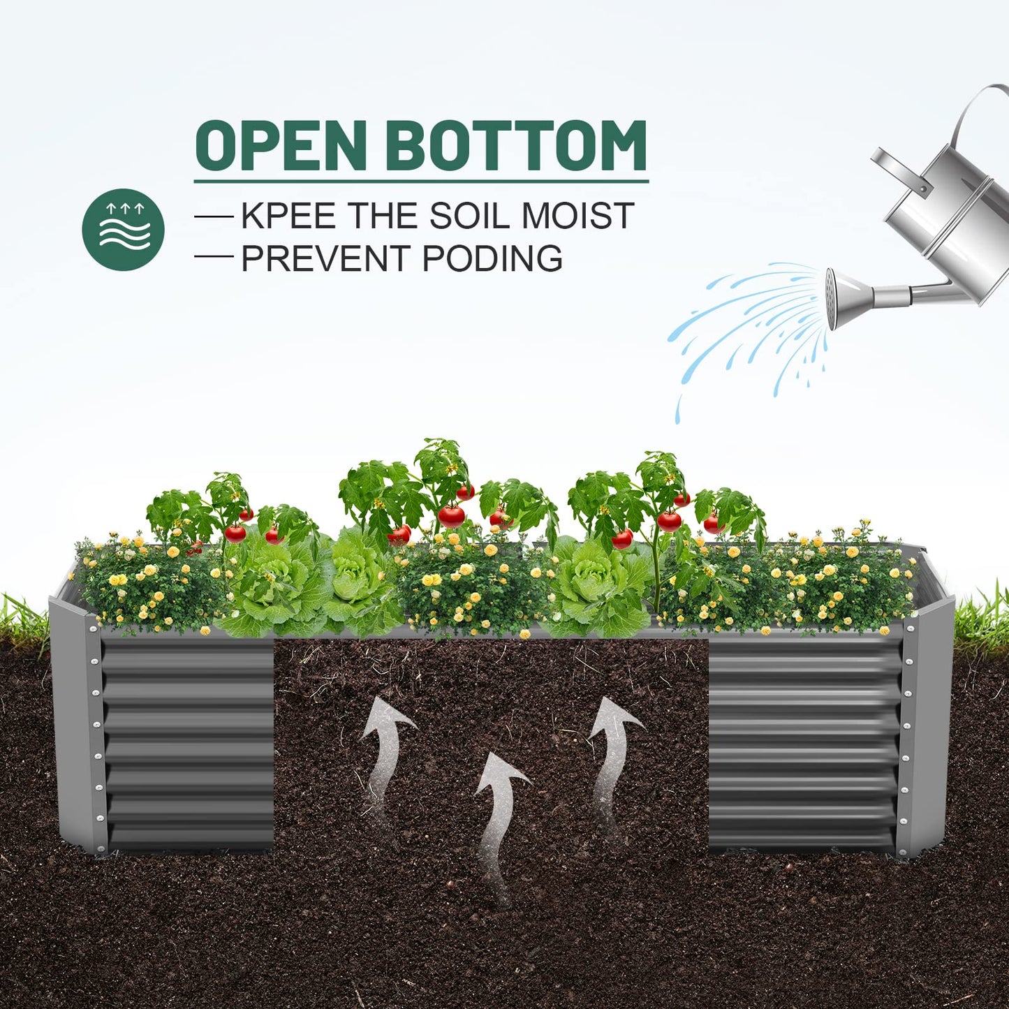Land Guard 8×4×2 ft Galvanized Raised Garden Bed Kit, Galvanized Planter Raised Garden Boxes Outdoor, Large Metal Raised Garden Beds for Vegetables(Grey)…