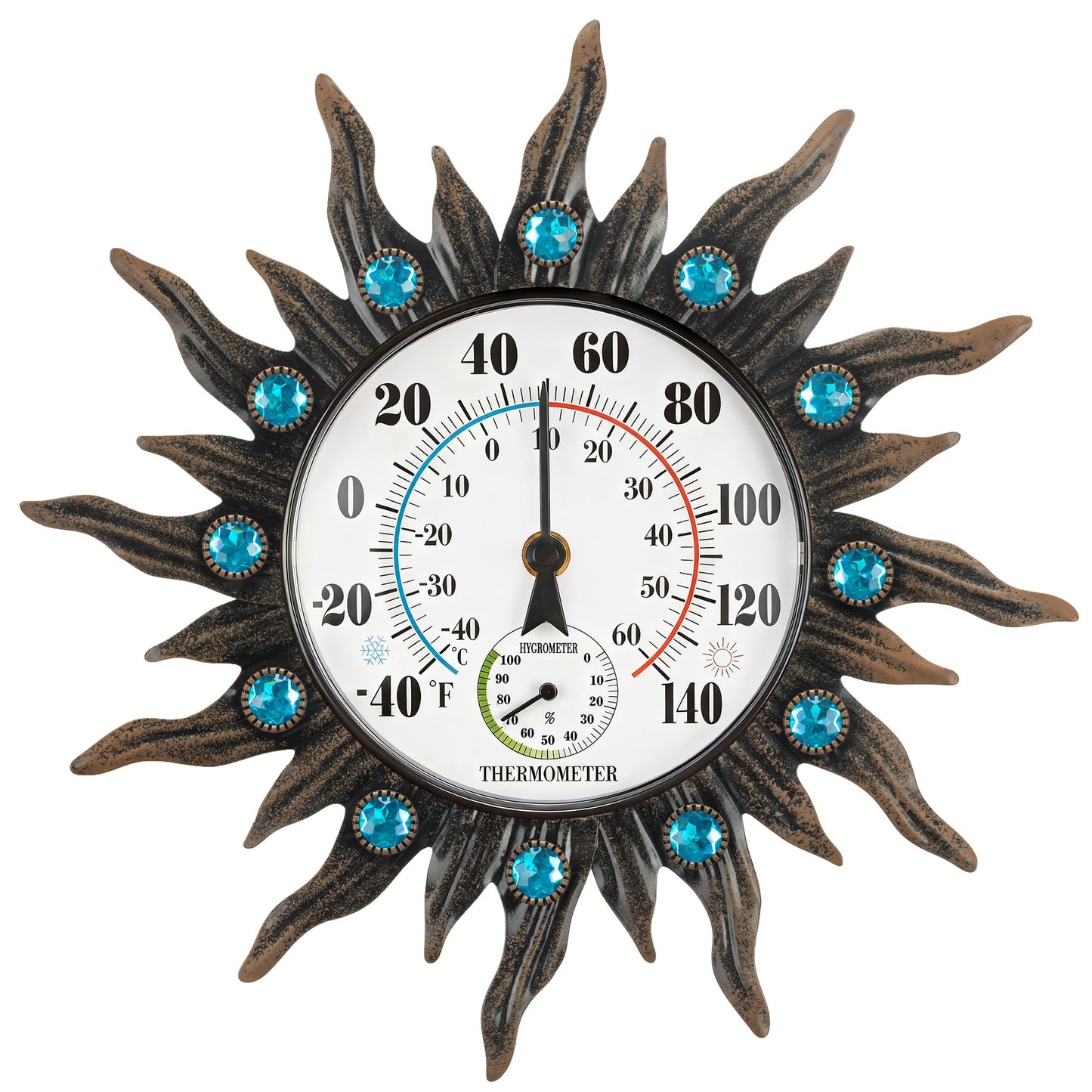 Indoor Outdoor Thermometer, Hummingbird Wall-Mounted Outdoor Thermometers Waterproof Decorative for Patio, Garden, Yard, Room, Large Number Easy to Read No Batteries Required