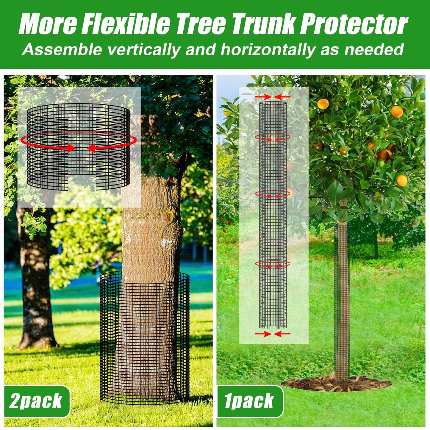 48" Metal Tree Trunk Protector - 6 Pack Mesh Tree Guards Tree Protectors with Zip Ties, Stakes, Gloves, Expandable Tree Trunk Protector Guard, Tree Protectors from Deer, Animals, Mower, Trimmers