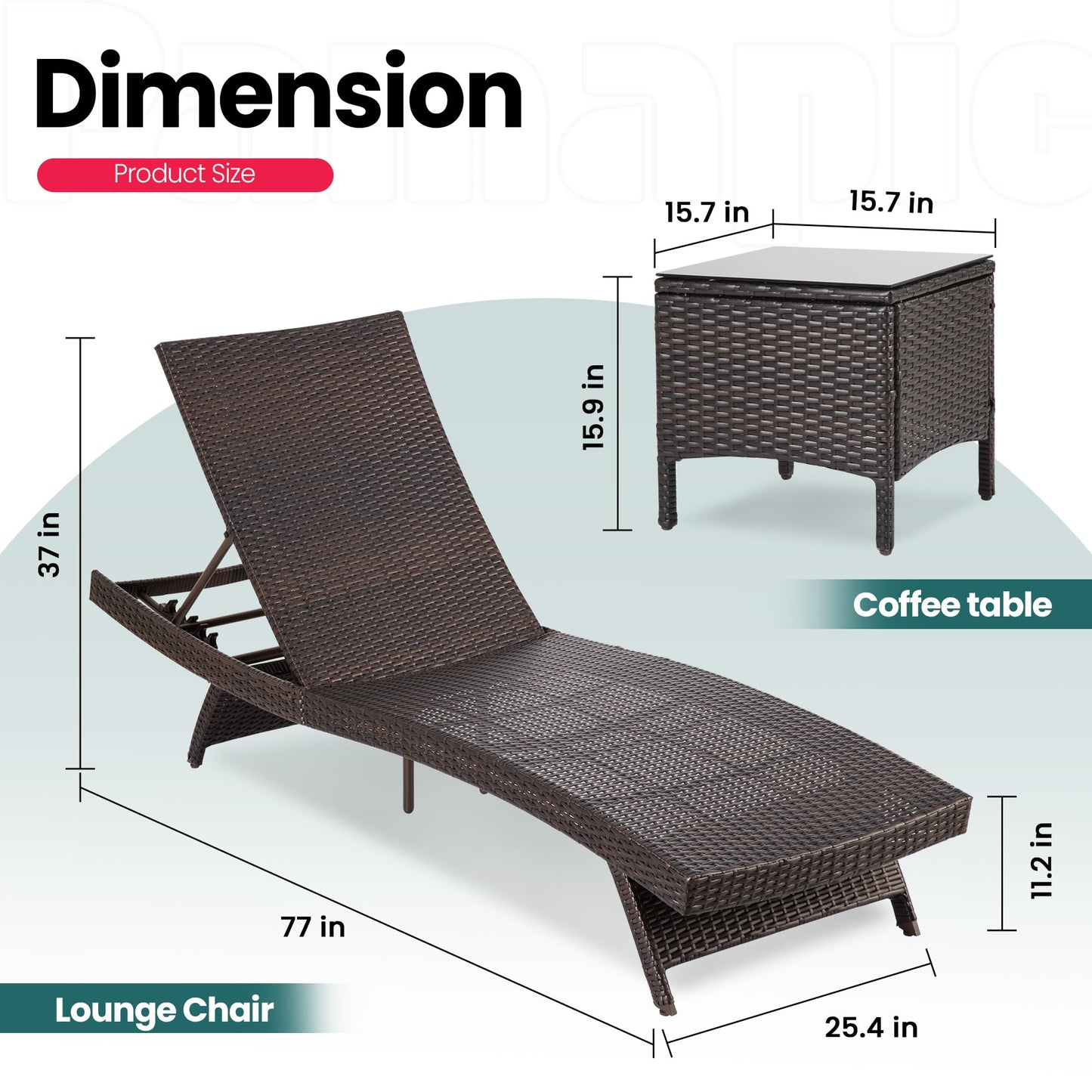 Pamapic 6-Piece Patio Chaise Lounge Set with Adjustable Backrest and Removable Cushion, Outdoor Poolside Lounge Chairs for Backyard, Porch, Garden, Beige