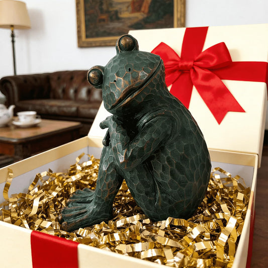 ResinHaven Vintage Bronze Meditating Frog Statue, 9.8" H Handcrafted Resin Zen Frog Figurine, Weather Resistant, for Garden, Patio, Indoor & Outdoor Home Decor