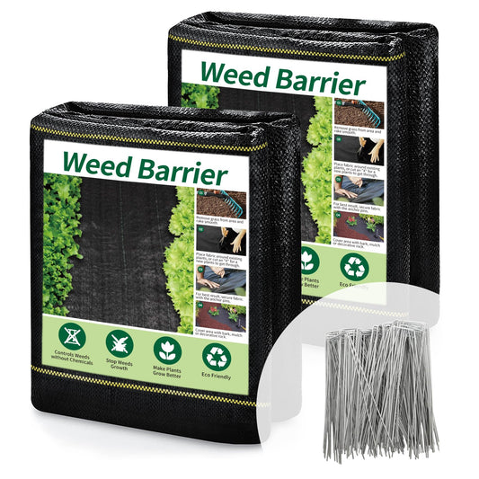 KANAGAWA 3oz Heavy Duty 3ft x 100ft Weed Barrier Fabric Professional Woven Landscape Ground Cover with 30 Landscape Staples, Landscape Fabric Density for Driveway Garden Yard Greenhouse Gardening