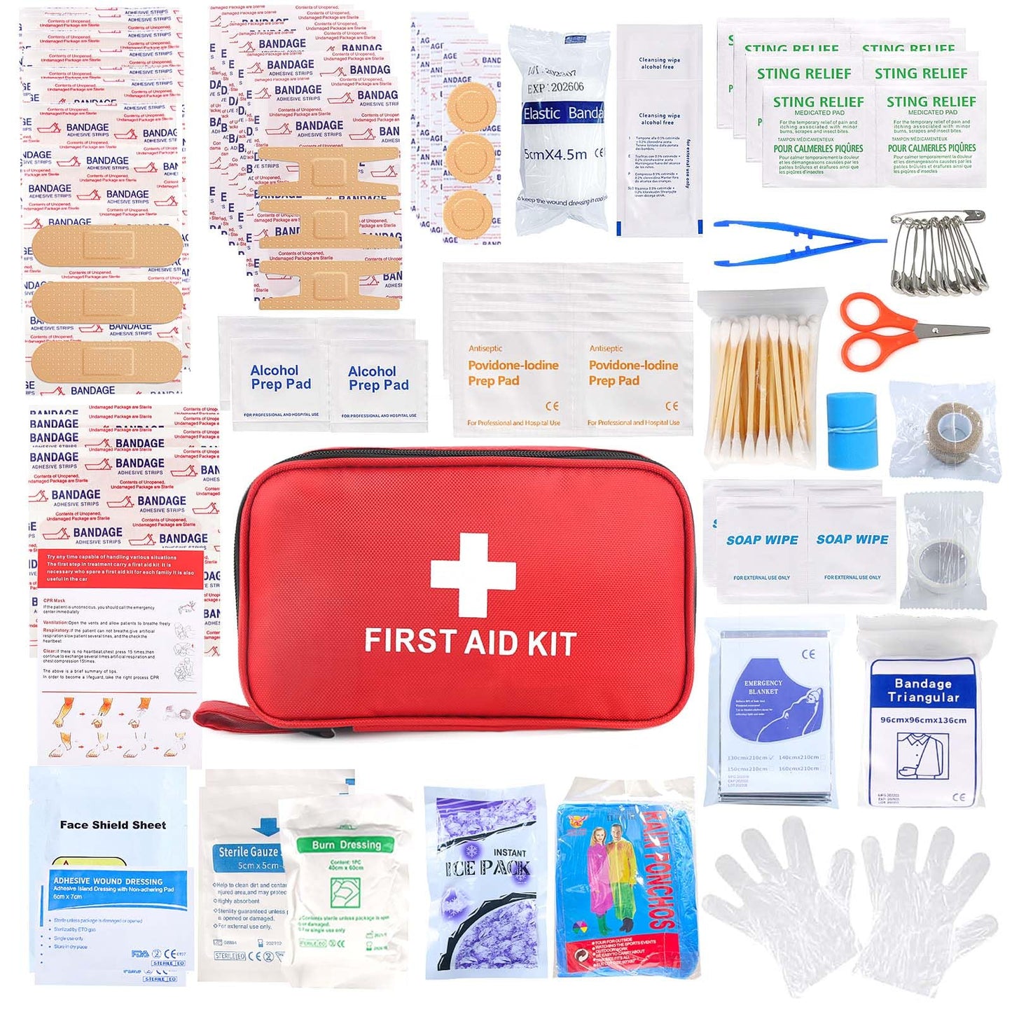 First Aid Kit 194 Piece Emergency Kits for Hiking Camping Trauma Kit for Boat Vehicle Compact Aid Kit for for Home Car Travel Outdoor Survival