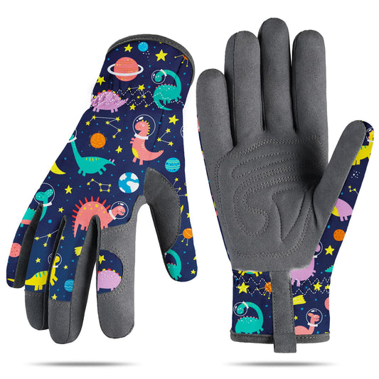 Granila Gardening Gloves for Boys Girls Ages 8-12, Breathable Soft Safety Garden Yard Work Gloves for Kids Children Leather Thorn Proof for Playing, Digging, Planting,Pruning