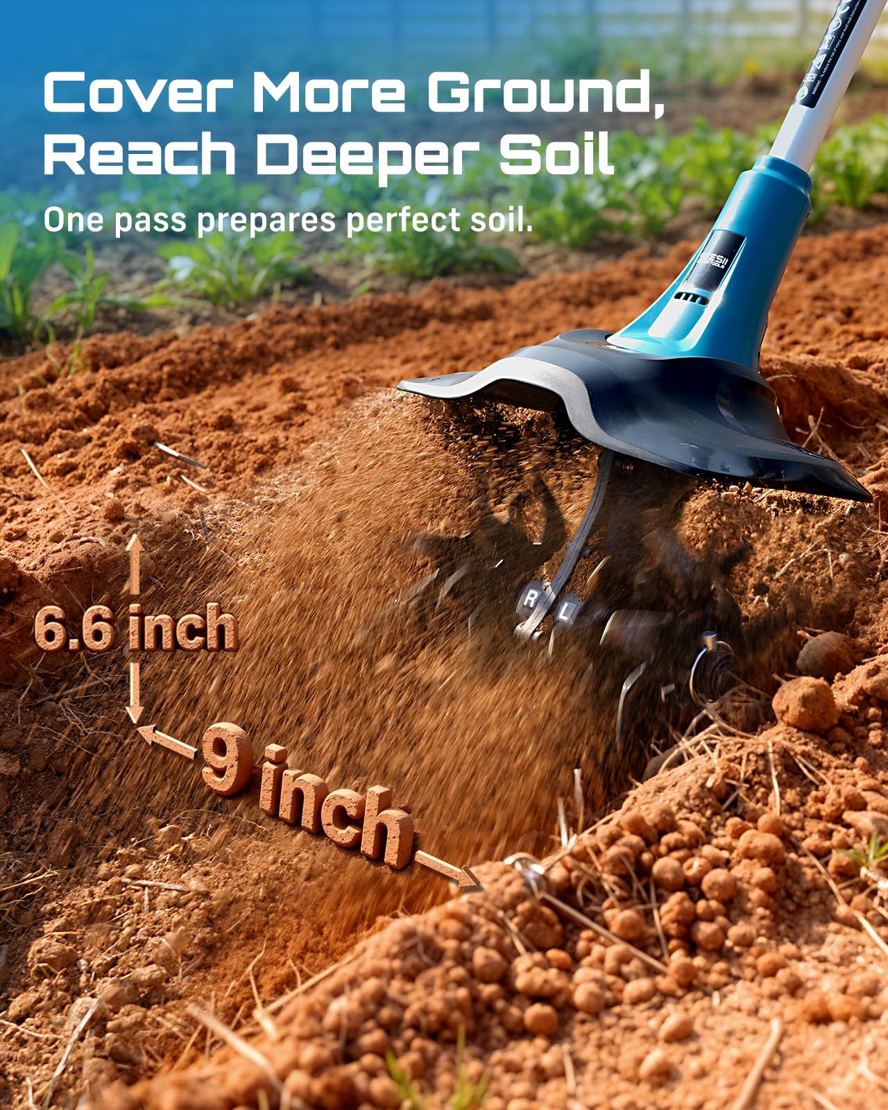 Cordless Tiller Cultivator for Gardening, 20V Electric Garden Rototillers with 2x4.0Ah Batteries, 9In Tilling Width,7In Depth, Adjustable Handle, Battery Powered Small Tiller for Soil/Cultivating/Lawn