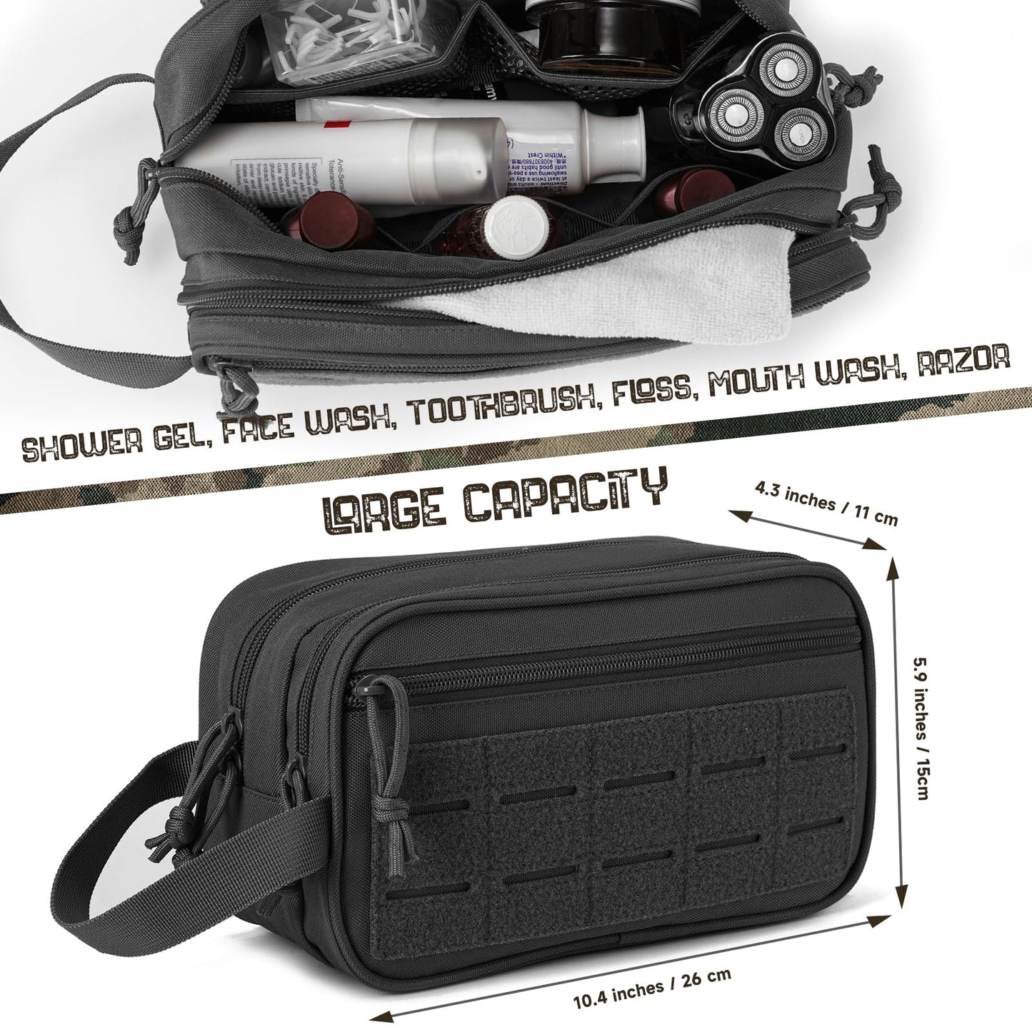 QT&QY Tactical Toiletry Bag For Men Hygiene Bag EDC Military Tool Molle Pouches Small Dopp Kit Mens Shaving Kit Travel shower Bags