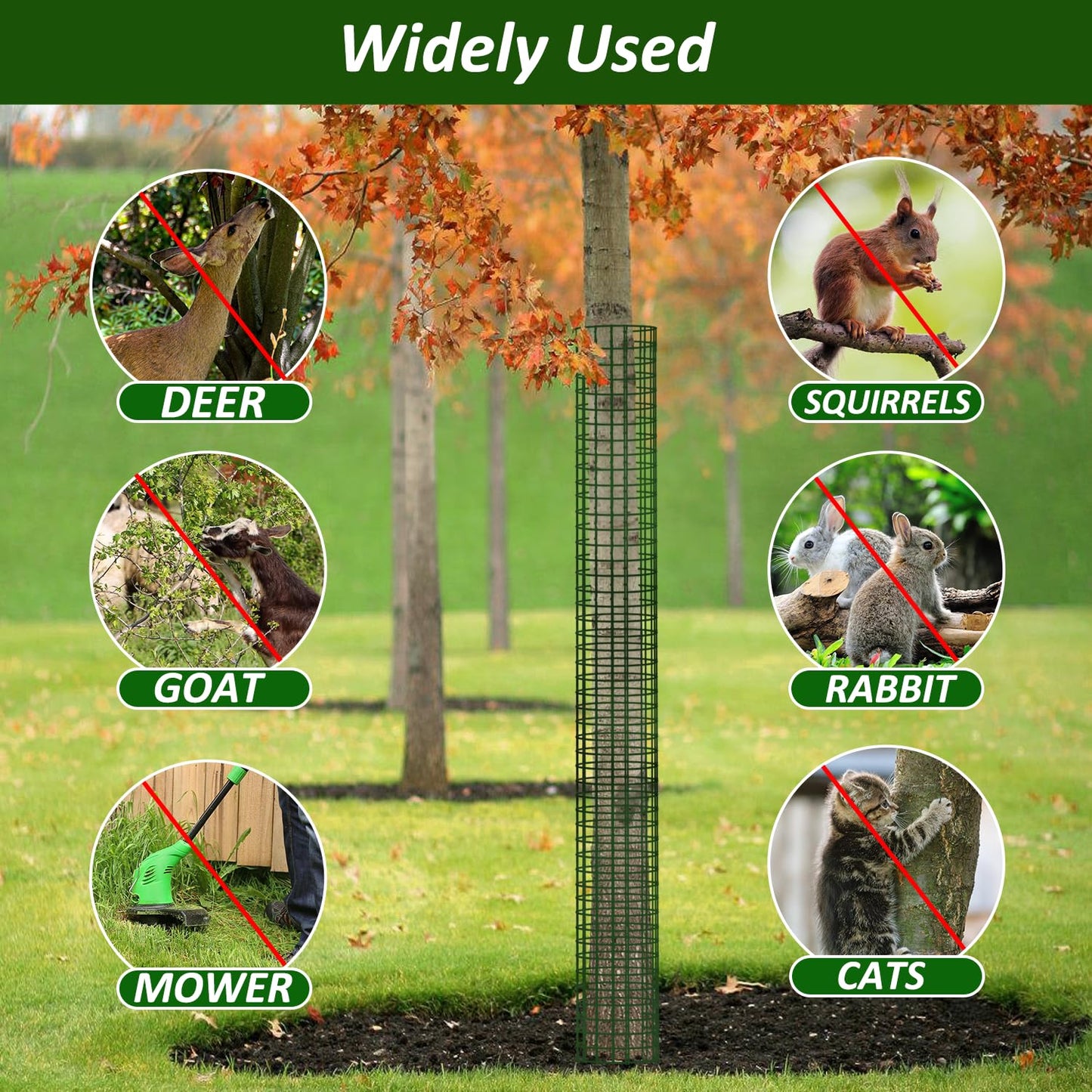 chicarry 48" Metal Tree Trunk Protector, 4 Pack Mesh Tree Guards Tree Protectors with Zip Ties, Stakes, ExpandableTree Trunk Protector Guard, Tree Protectors from Deer, Mower, Animals(48",4 Pack)
