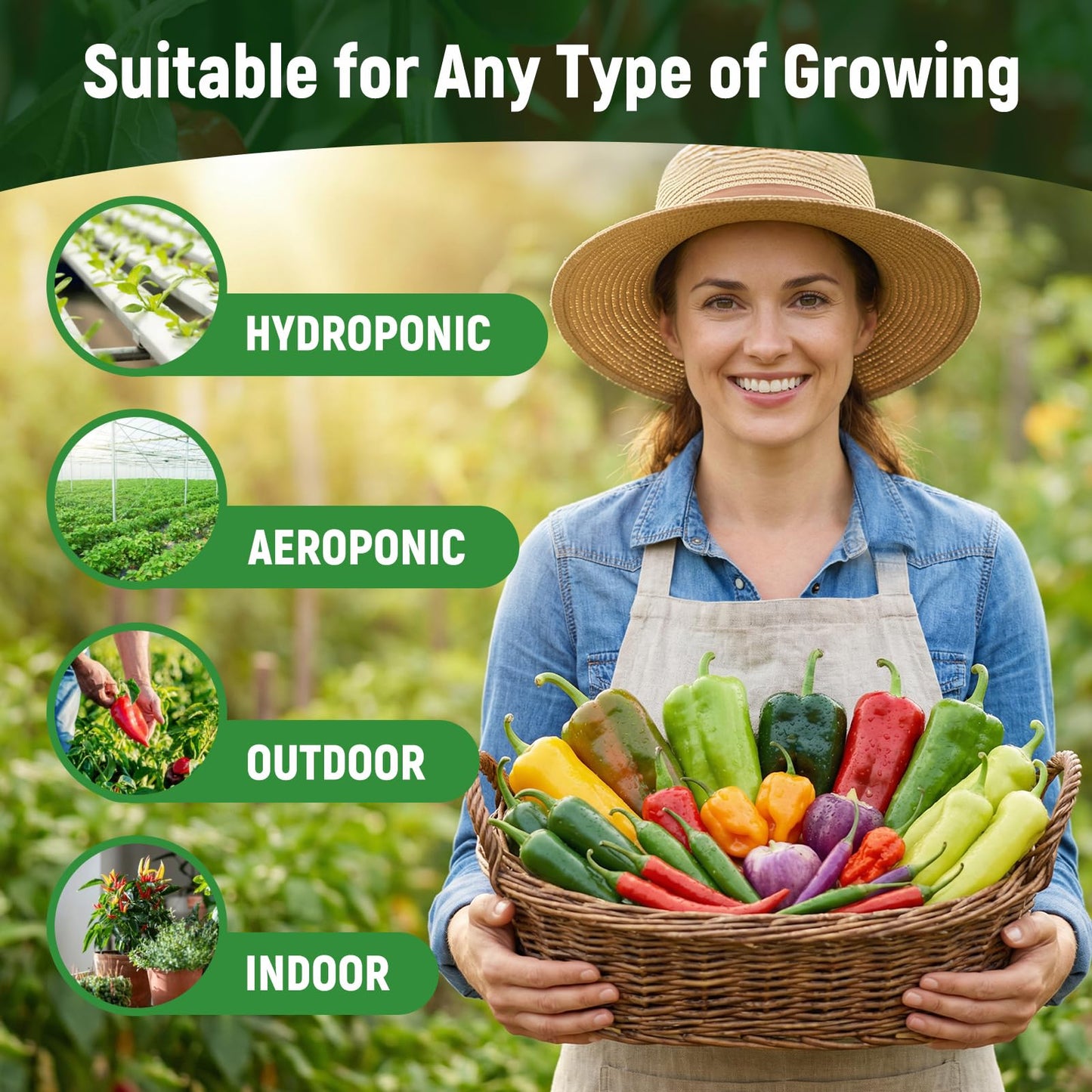 15 Sweet & Hot Peppers Seeds Variety Pack Jalapeño, Serrano, Cayenne, Bell, Habanero, Cubanelle, Big Red & More Hot & Sweet Heirloom Peppers Collection Survival Garden Seeds
