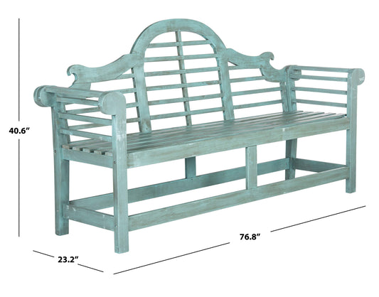 Safavieh Outdoor Collection Khara Bench, Beach House Blue