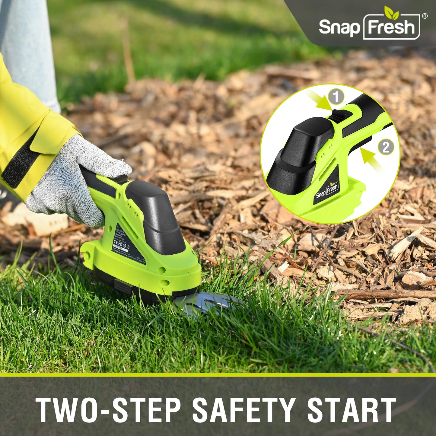 SnapFresh Cordless Grass Shear Bush Trimmer, 2 in 1 Handheld Hedge Trimmer, 7.2V Electric Grass Trimmers, Lightweight Shrubbery Trimmers Battery & Charger Included, Shrub Trimmer for Garden(Green)
