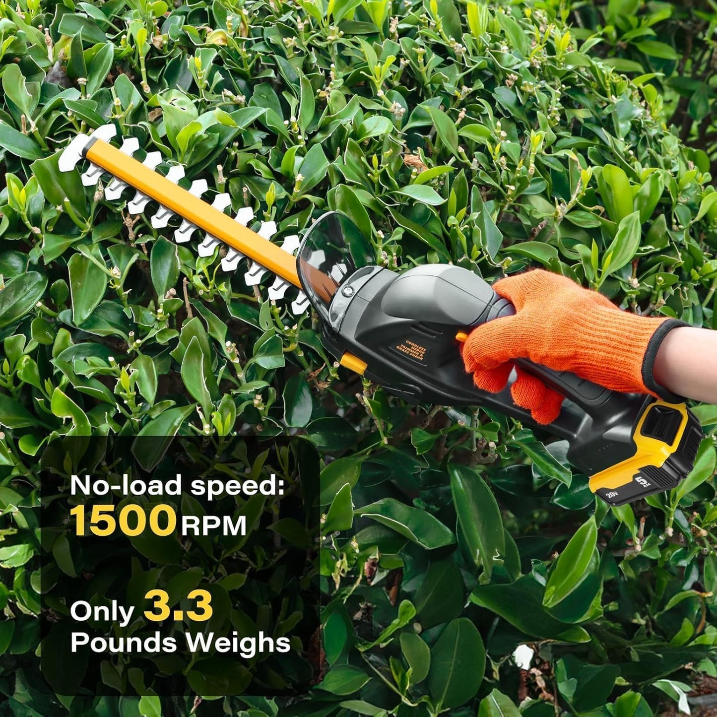 Cordless Hedge Trimmer (Tool Only), Compatible with DeWalt 20V MAX Battery, 2-in-1 Cordless Grass Shear 1500RPM, 3.3 lbs Handheld Shrub Clipper with Battery Protection, 8" & 4.7" Blades(Black)