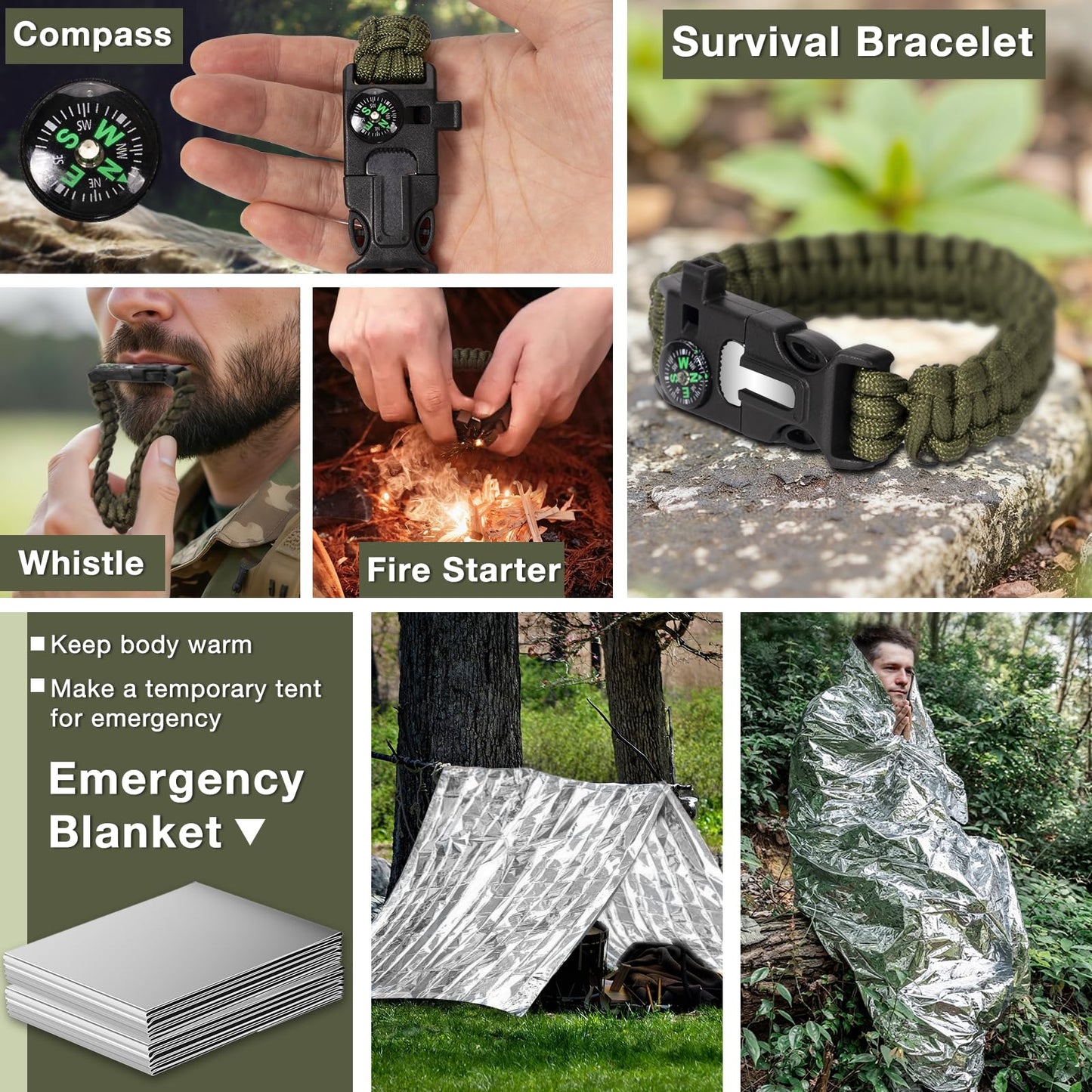 Survival Kits, Hiking and Camping Essentials, Emergency Survival Gear, Gifts for Men, Husband, Teenagers, Cool Fishing and Hunting Gadgets, Christmas and Birthday Gifts