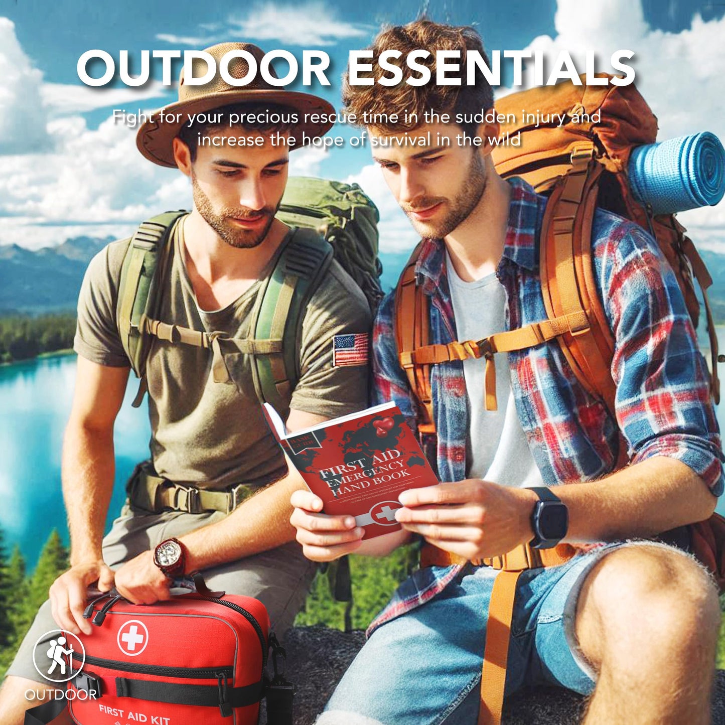 430 Piece First Aid Kit, Well-Organized Premium Waterproof Compact Trauma Medical Kits for Any Emergencies, Ideal for Home, Office, Car, Travel, Outdoor, Camping, Hiking, Boating (Red)