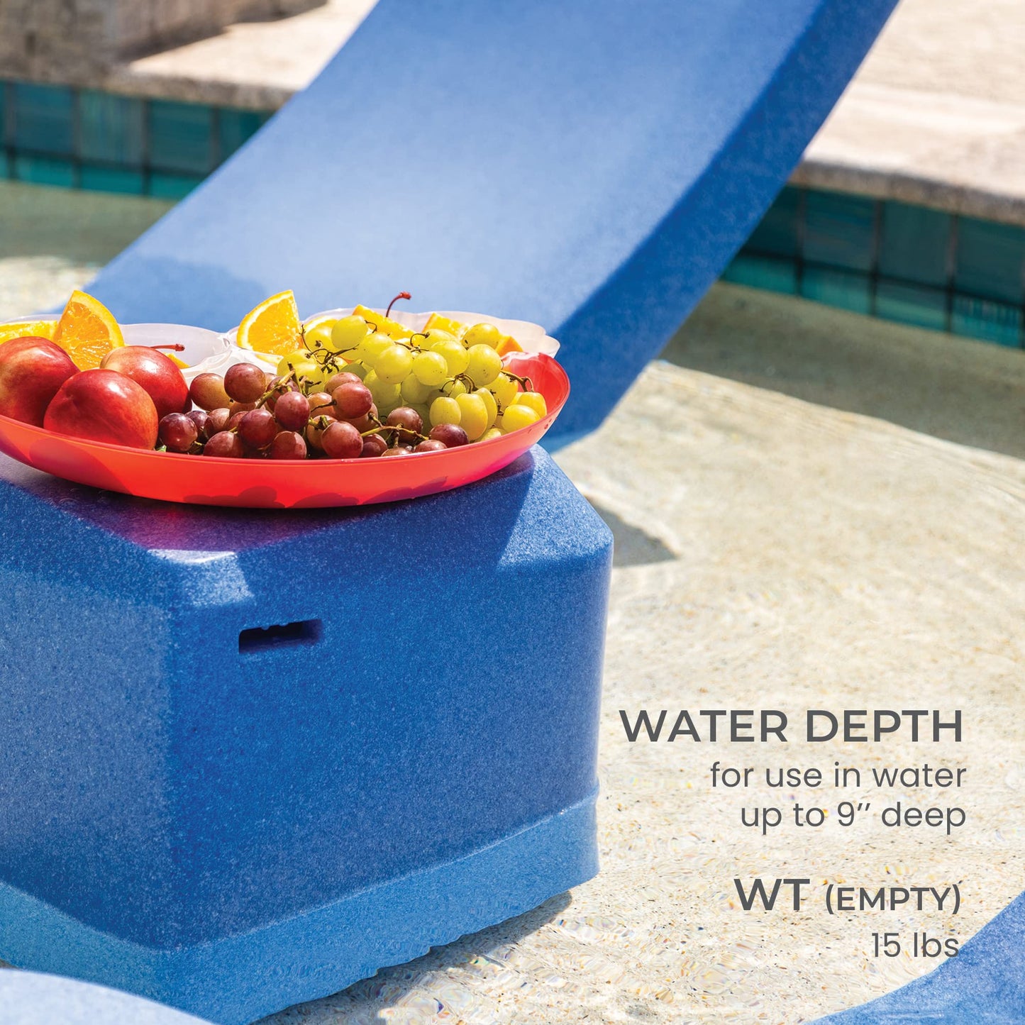 Aqua Outdoors - Small Side Table - for Inside Pool, Sun Shelf & Patio Surfaces - Designed for Shallow Shelves Up to 10” - Compatible with All Pools - Poolside & Sun Deck Tanning - Sandstone Granite