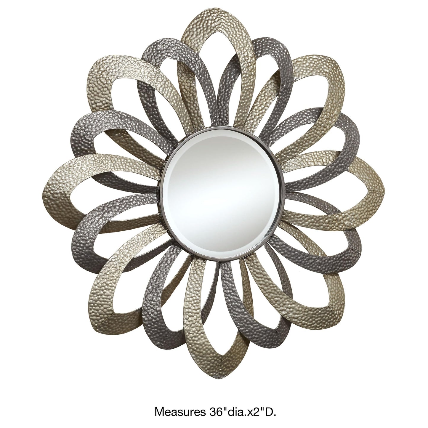 Touch of Class Metal Flower Round Wall Accent Mirror Gray and Silver