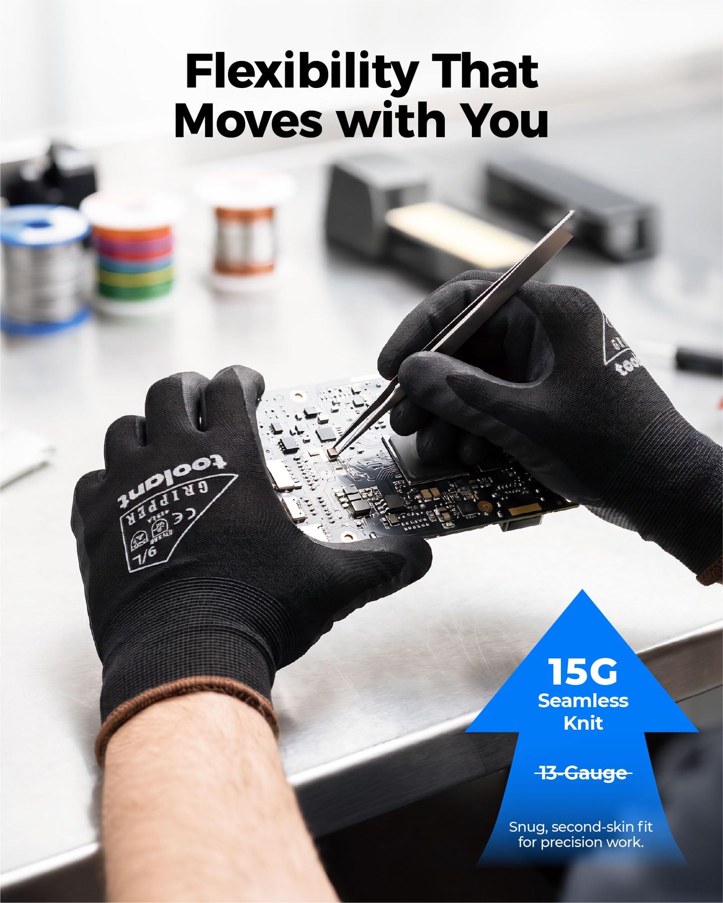 toolant 6 Pairs Work Gloves MicroFoam Nitrile Coated, 15 Gauge Breathable Nylon with Grip in Wet & Oily Condition, Touchscreen, Certified Working Gloves Bulk for Gardening, Warehouse,Automotive,Gray,M