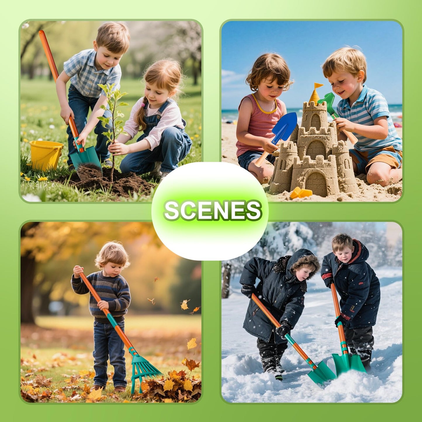 HOSPONY Kids Gardening Set-Kids Gardening Tools Wheelbarrow Set with Shovel, Leaf Rake, Gloves, Spray Bottle-Toddler Gardening Set Play Outdoor Educational STEM Learning for Boys Girls Age 3+