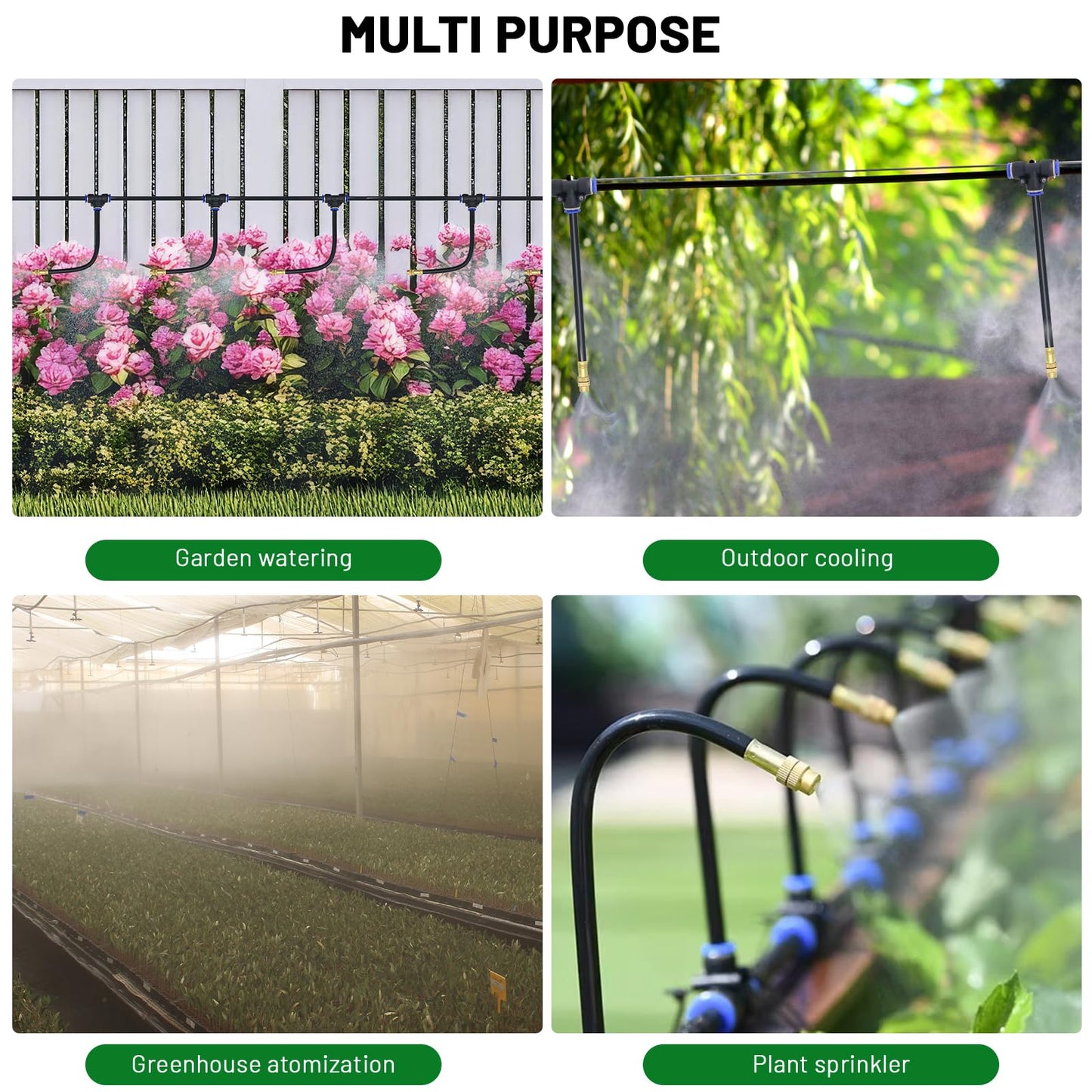 Thiswing 360° Adjustable Drip Irrigation System - 50 FT Garden Watering System with 16 Nozzles, Raised Bed Sprinkler Irrigation System, Garden Mister for Yard, Lawn, Plants, 5/16" Tubing