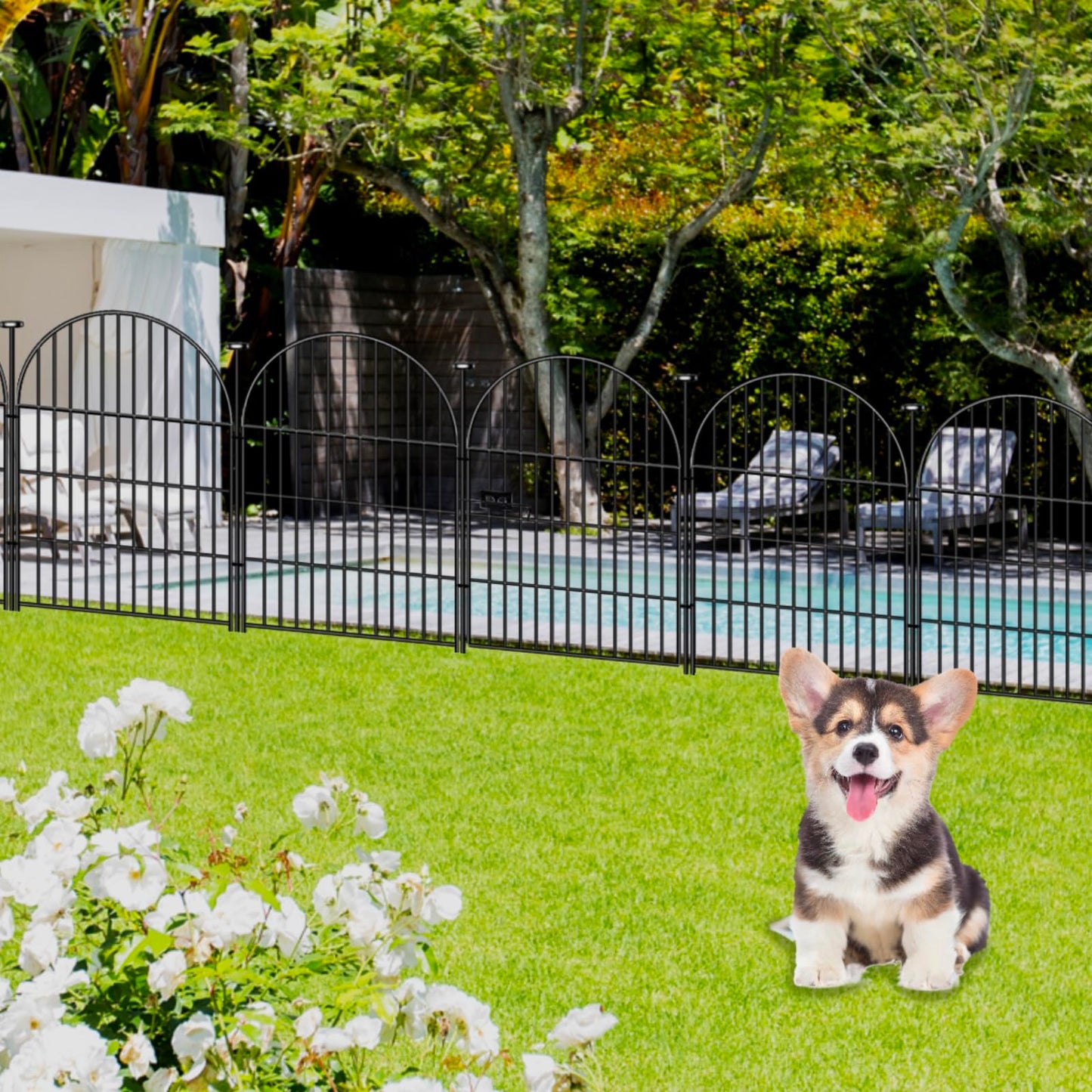 Okaygardn Garden Fencing 36 Inch High with Gate, 14 Panels Garden Fence Total 30.6 Ft(L),No Dig Animal Barrier, Rustproof Metal Wire Garden Fences and Borders for Dogs, Rabbits, Flower Bed Fencing