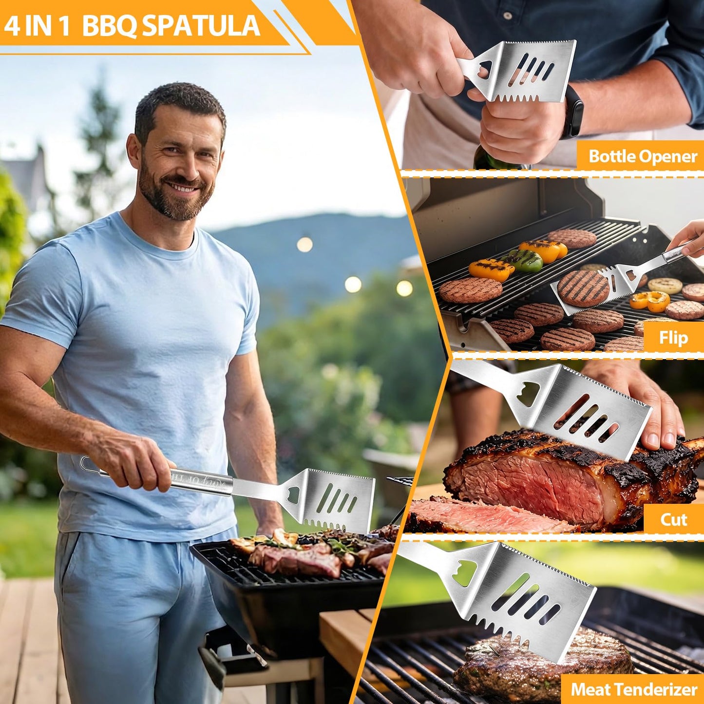 Retirement Gift for Men BBQ Grill Tools Set with Spatula Fork Tongs Brush Apron Heavy Duty Stainless Steel Grilling Accessories in Aluminum Case Retired Gifts for Dad Grandpa Coworker Teacher Boss