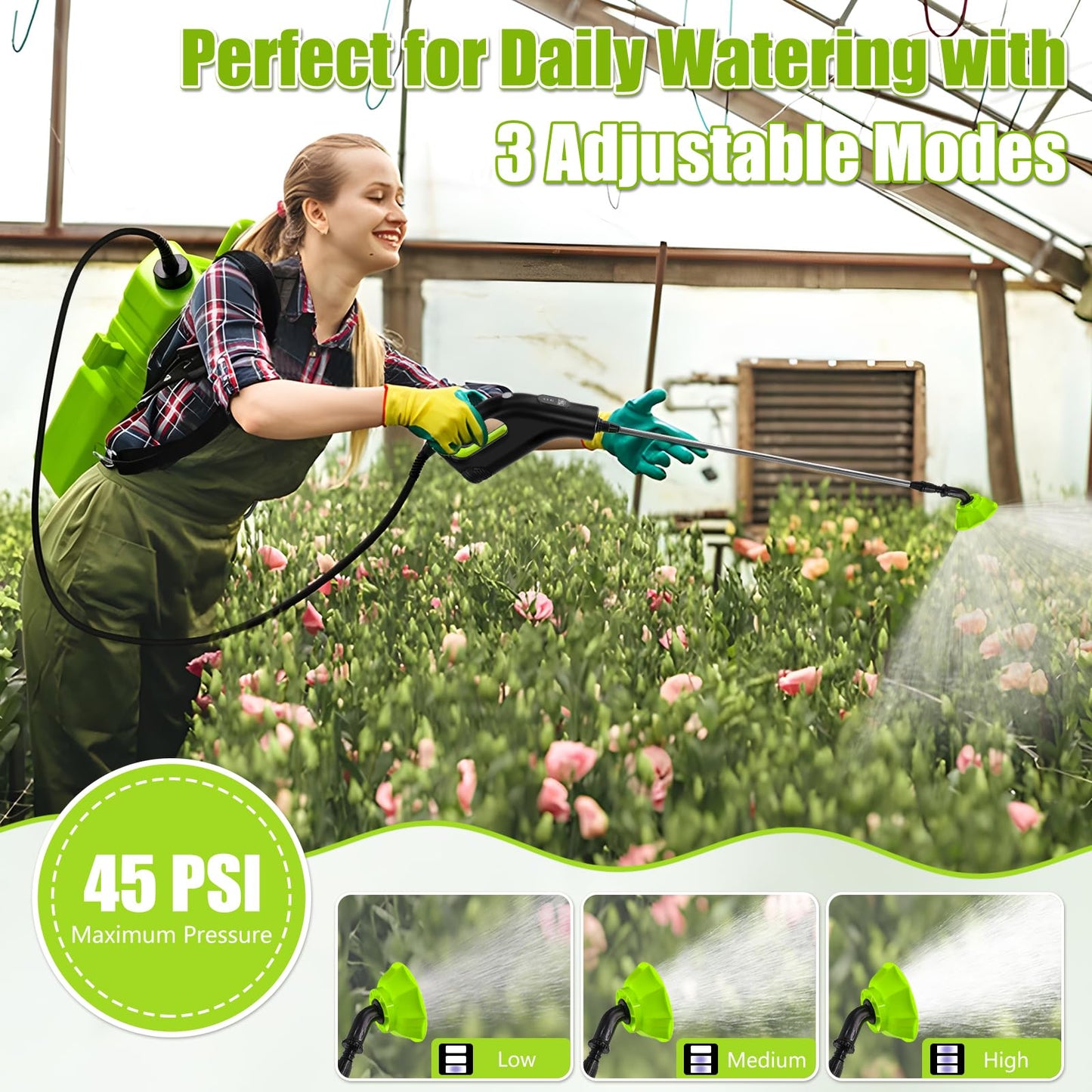 Battery Powered Backpack Sprayer 3 Gallon, Garden Sprayer with 3 Adjustable Pressures & Digital Display, Electric Pump Sprayer with 2.2Ah Battery, Telescopic Wand, 5 Nozzles for Yard Lawn