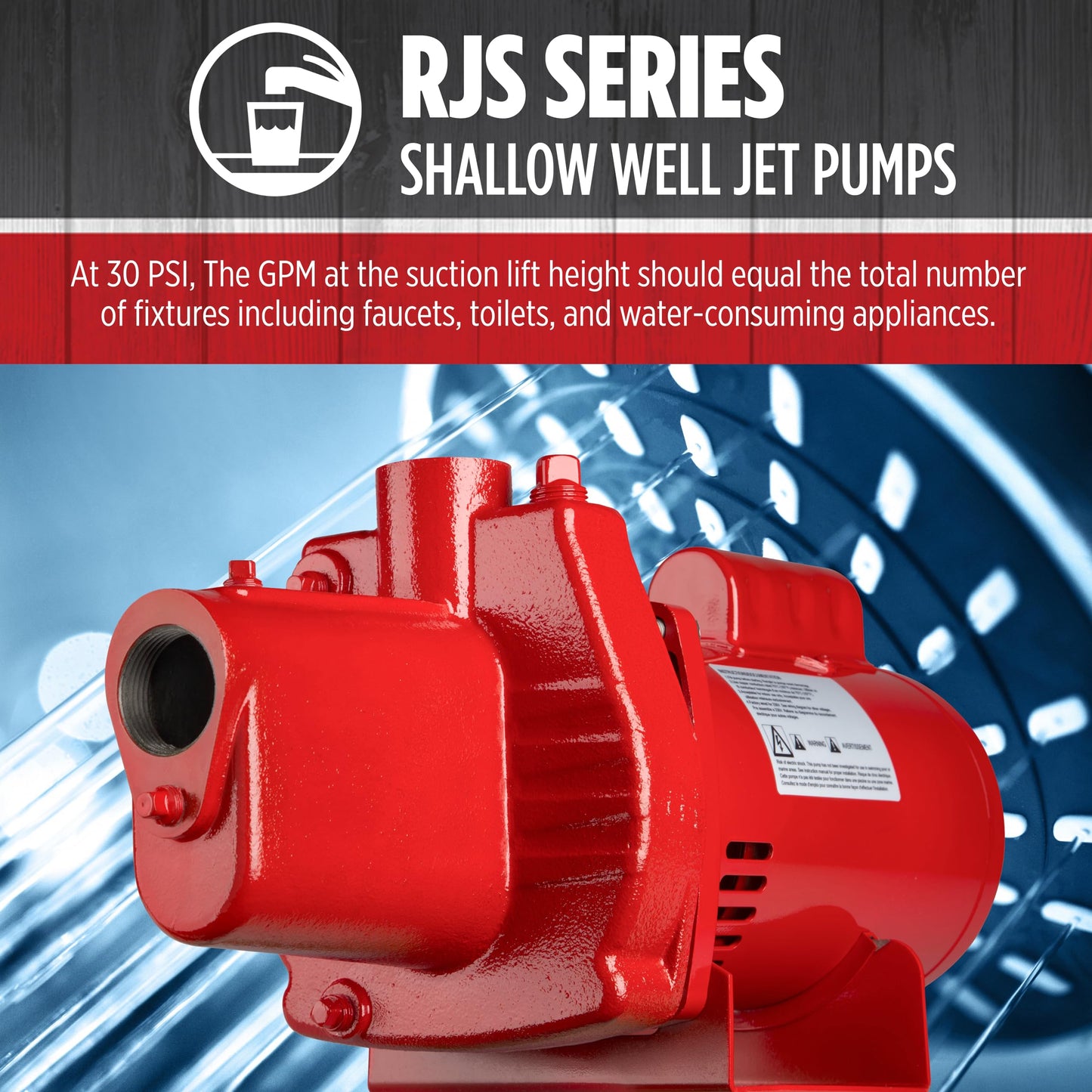 Red Lion RJS-75-PREM 3/4 HP, 16 GPM, 115/230 Volt, Premium Cast Iron Shallow Well Jet Pump, Red, 602207