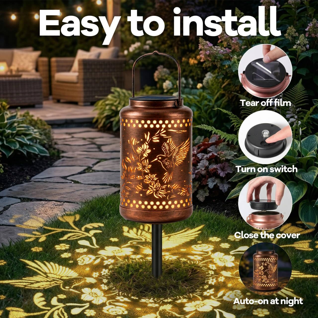 Hummingbird Solar Lanterns Outdoor Waterproof with Ground Stake - Unique Gifts for Women Mom, Mothers Day Gifts - Birthday for Women,House Warming Gift New Home - for Garden Patio Yard Porch Lawn