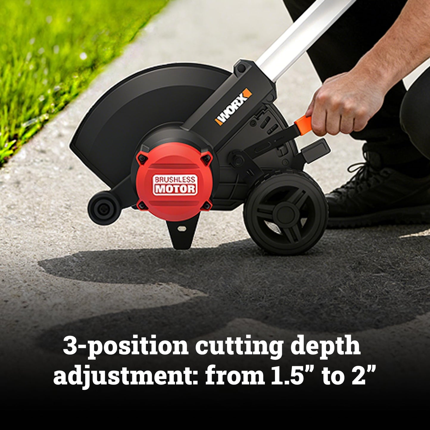 WORX Nitro Cordless Lawn Edger, 7'' Grass Edger with 3 Depth Settings, 20V Trencher with Dual Wheels & Brushless Motor, 4.0 Ah Battery & Charger Included, WG898
