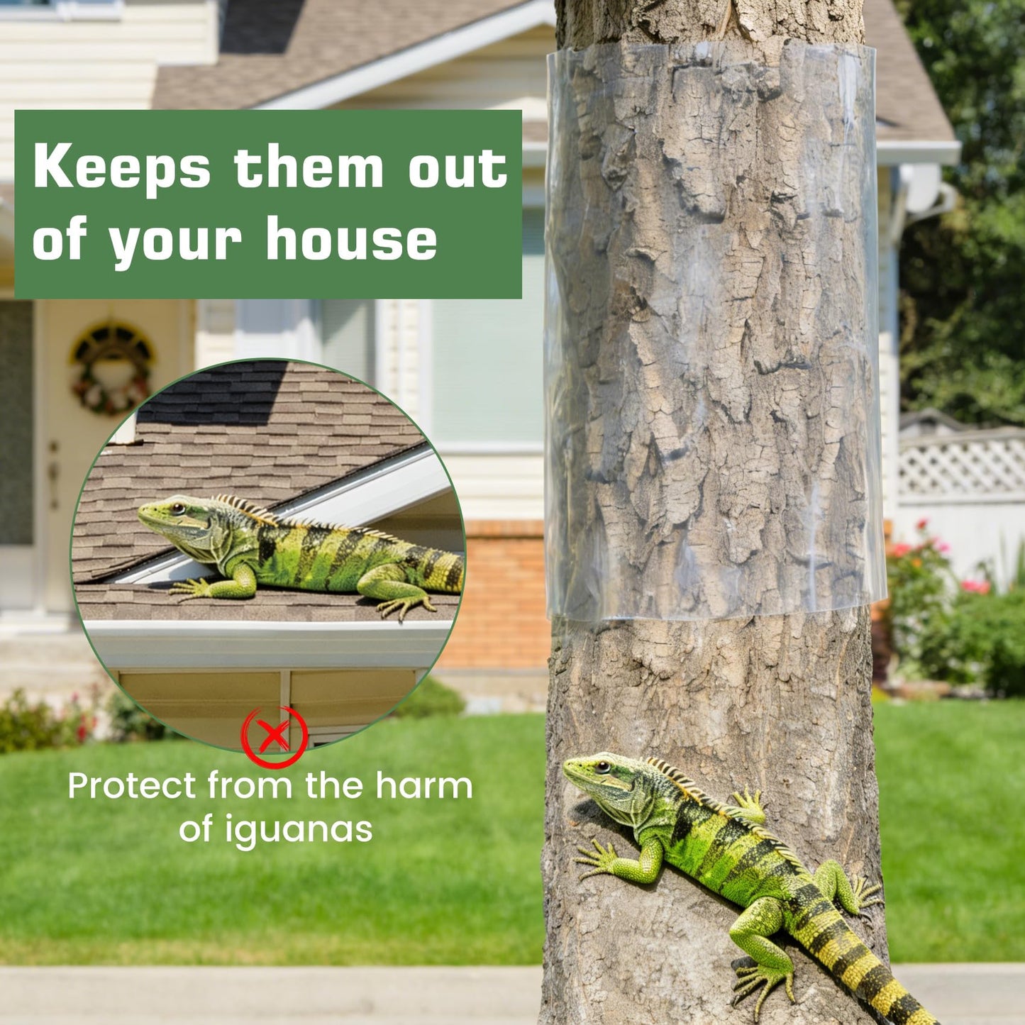 noblequest Iguana Tree Wrap for Damaged Bark, Tree Trunk Protector Guard, Anti-Reptiles Climbing Barrier for Trees with PET Tape, Reusable Tree-Safe Guard (60×15.75in)