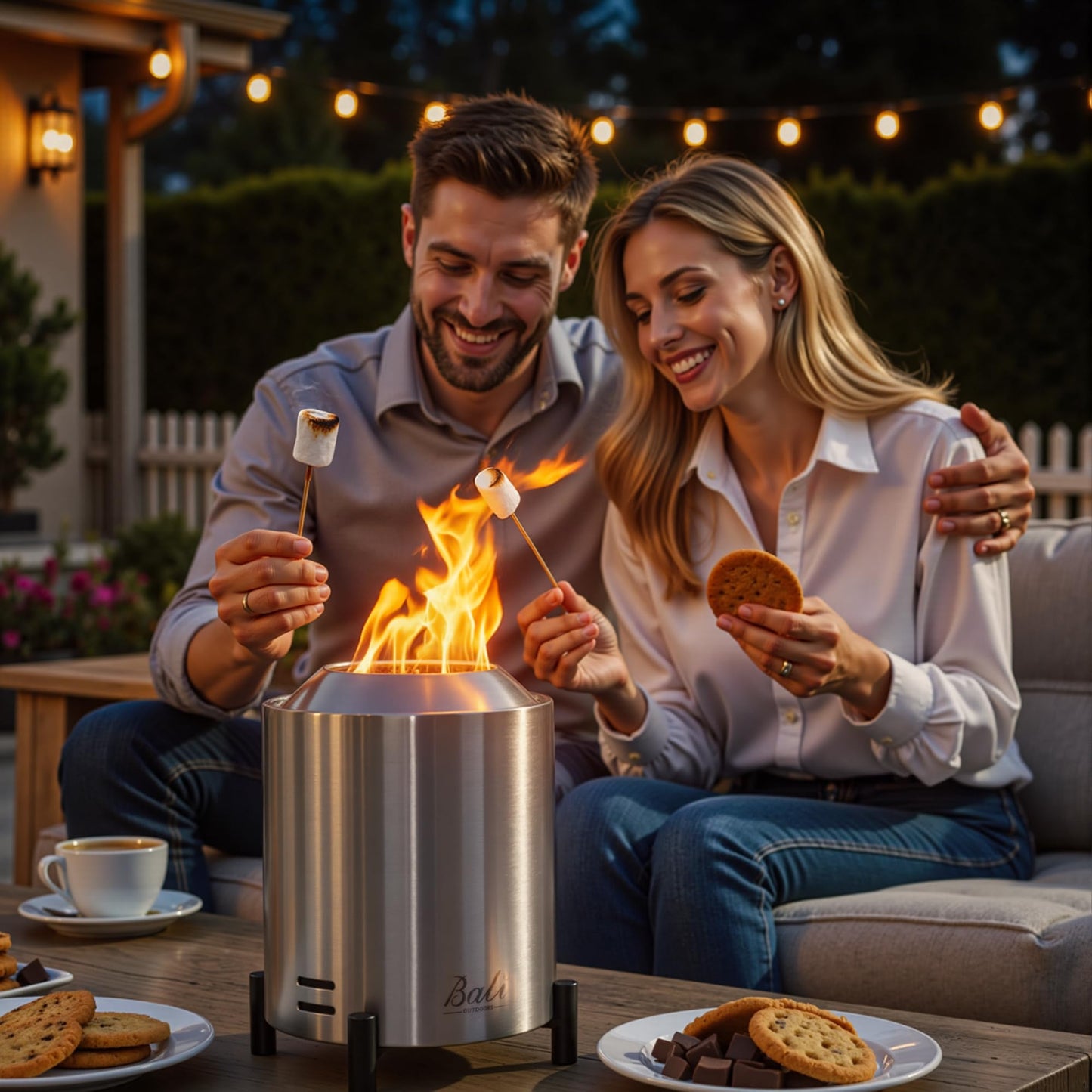 BALI OUTDOORS 6.5 inch Tabletop Fire Pit Round, Stainless Steel Table Top Firepit Small, Outdoor Smokeless Firepit Portable, Silvery