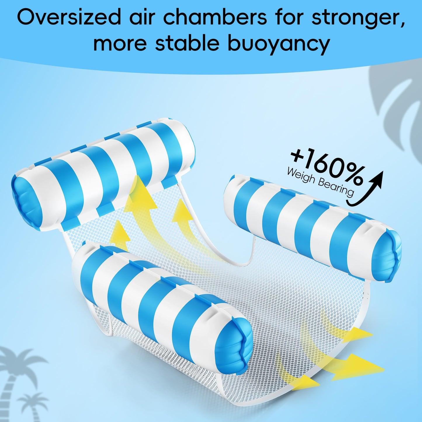 2 Pack Pool Floats for Adults, 4-in-1 Inflatable Pool Hammock Float with Cooling Mesh Seat, Portable Water Hammock Floating Chair Lounge for Pool, Beach, Lake, Hot Tub & Summer Pool