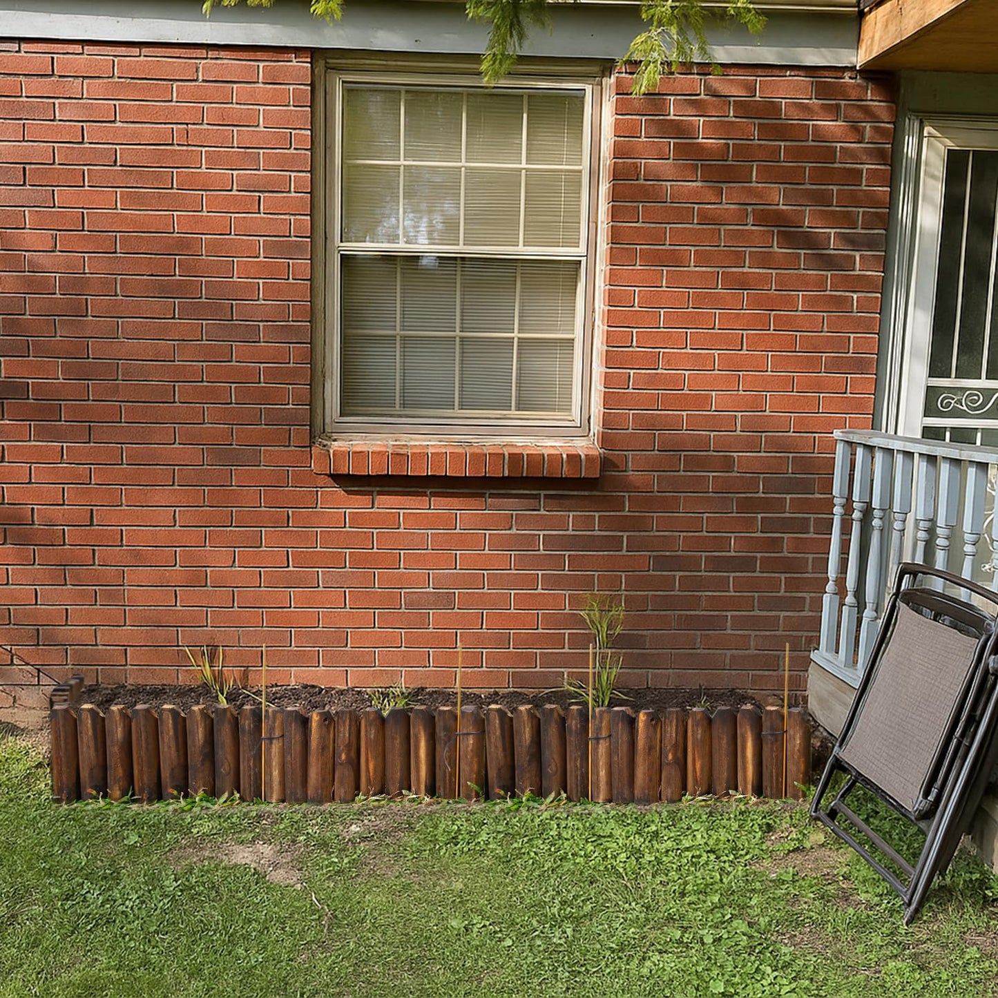Wood Garden Edging, Half Round Natural Wooden Solid Log Fence Border Decorative for Flower Bed Barriers and Landscape Fencing (7.8" H x 47" L, 1 Pack)