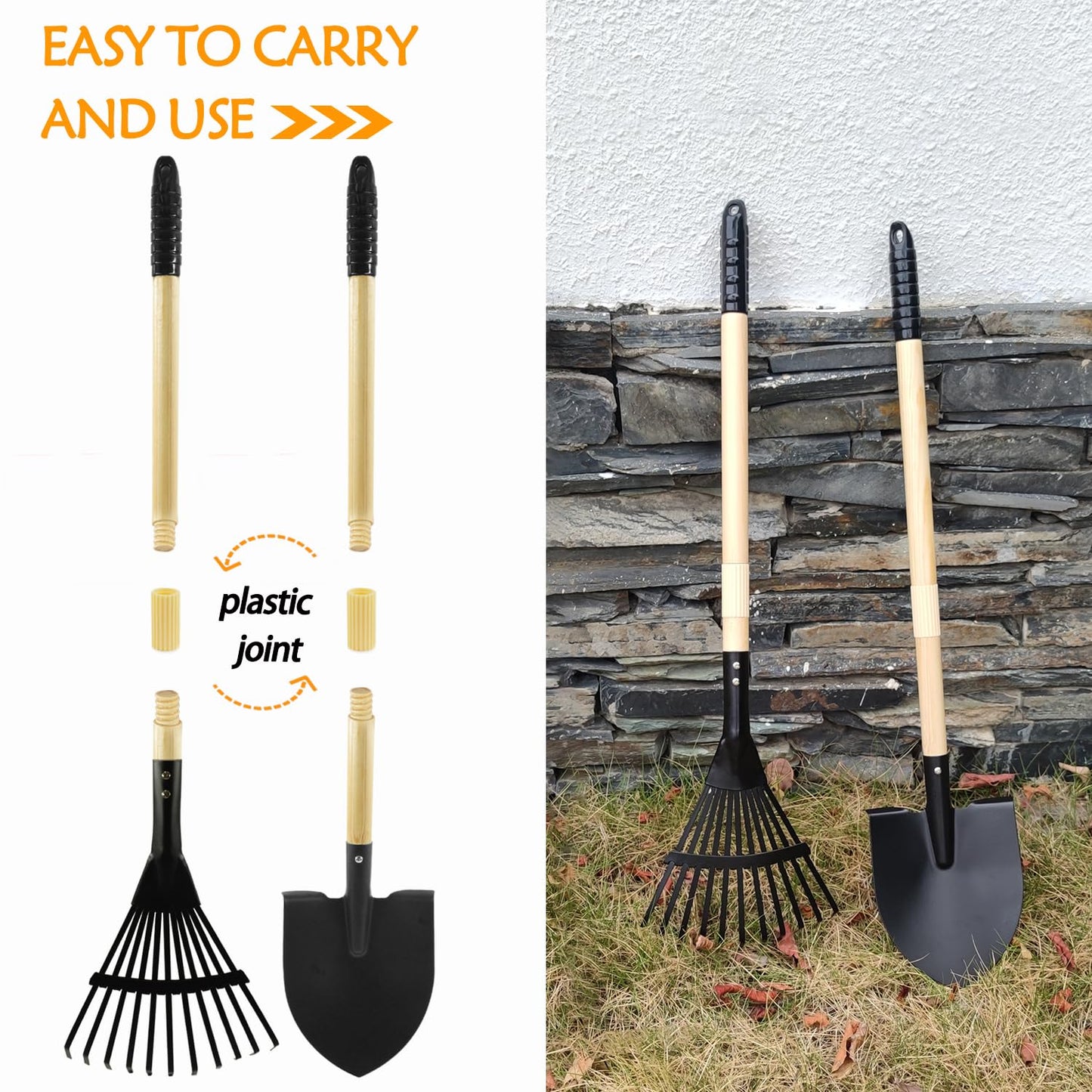 CHEERBANK Toddlers Rake & Shovel Set with Wheelbarrow, Kids Yard Tools for Digging, Gardening, Beach, Sandbox, Lawn, Camping, Summer Outdoor Garden Toys Gifts for Children Age 2-5 Years Old