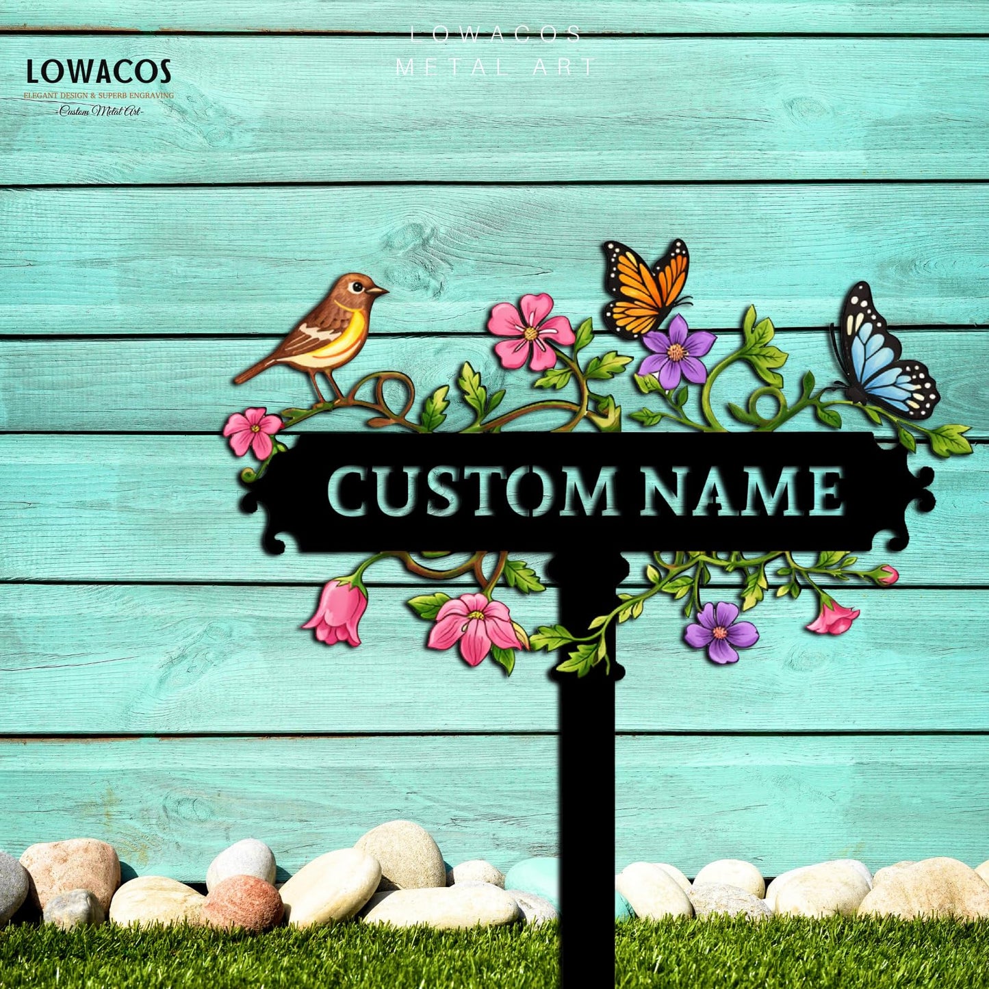 Personalized Garden Sign, Custom Garden Decor for Outside Patio Entryway, Large Rustic Metal Yard Stake Sign, Outdoor Yard Decoration, Gardening Gifts for Women Grandma Plant Lovers Housewarming