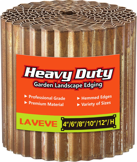 LAVEVE Corrugated Metal Garden Edging 12" x 20ft, Landscape Edging Border for Lawn, Flower Bed, Garden Fence, Paver Edging (Real Rusted)