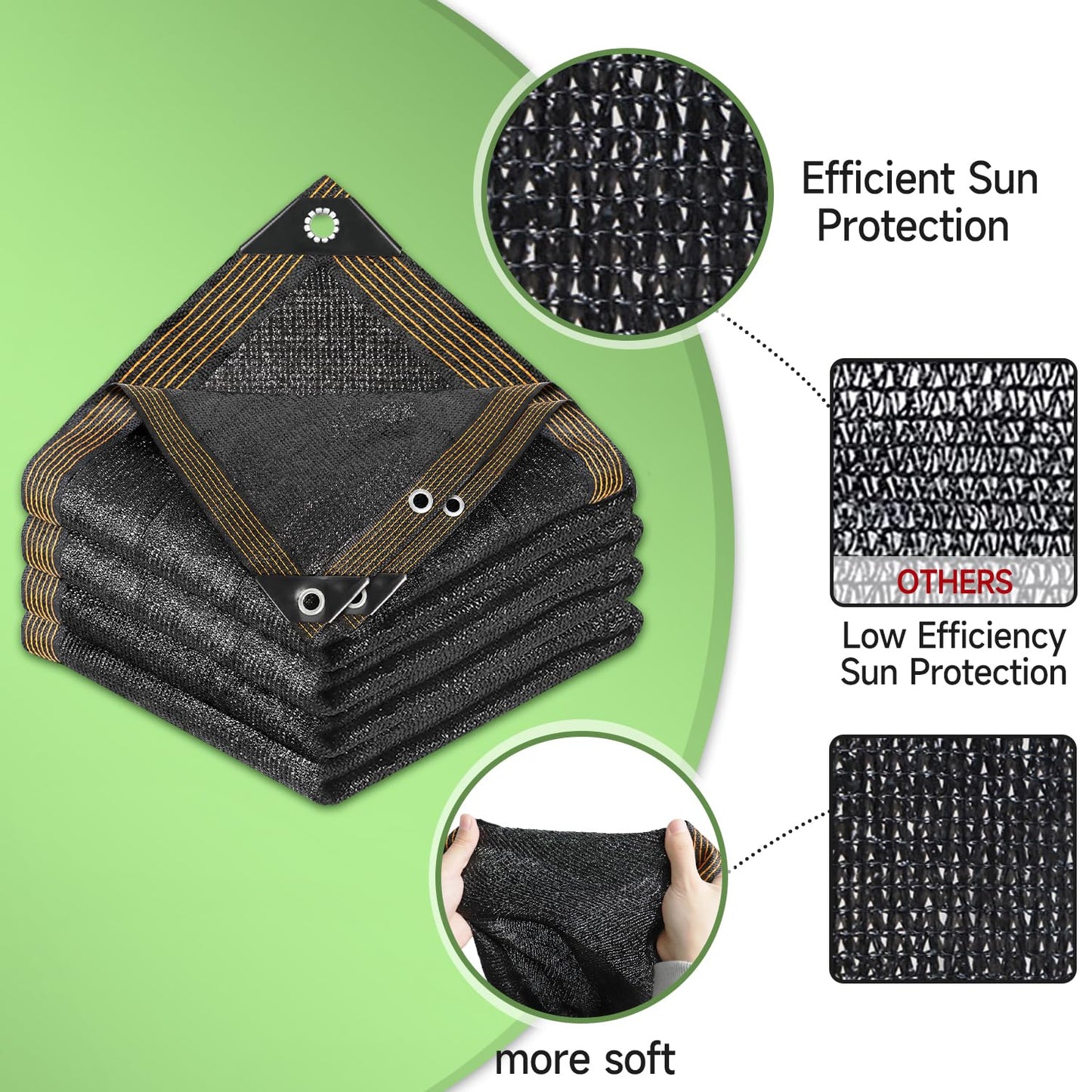 FOTMISHU 70% Shade Cloth 10ftx16ft Anti-Aging Sun Mesh UV Resistant Net, Sunblock Garden Tarp for Plant Cover, Greenhouse, Barn or Kennel, Flowers, Plants,