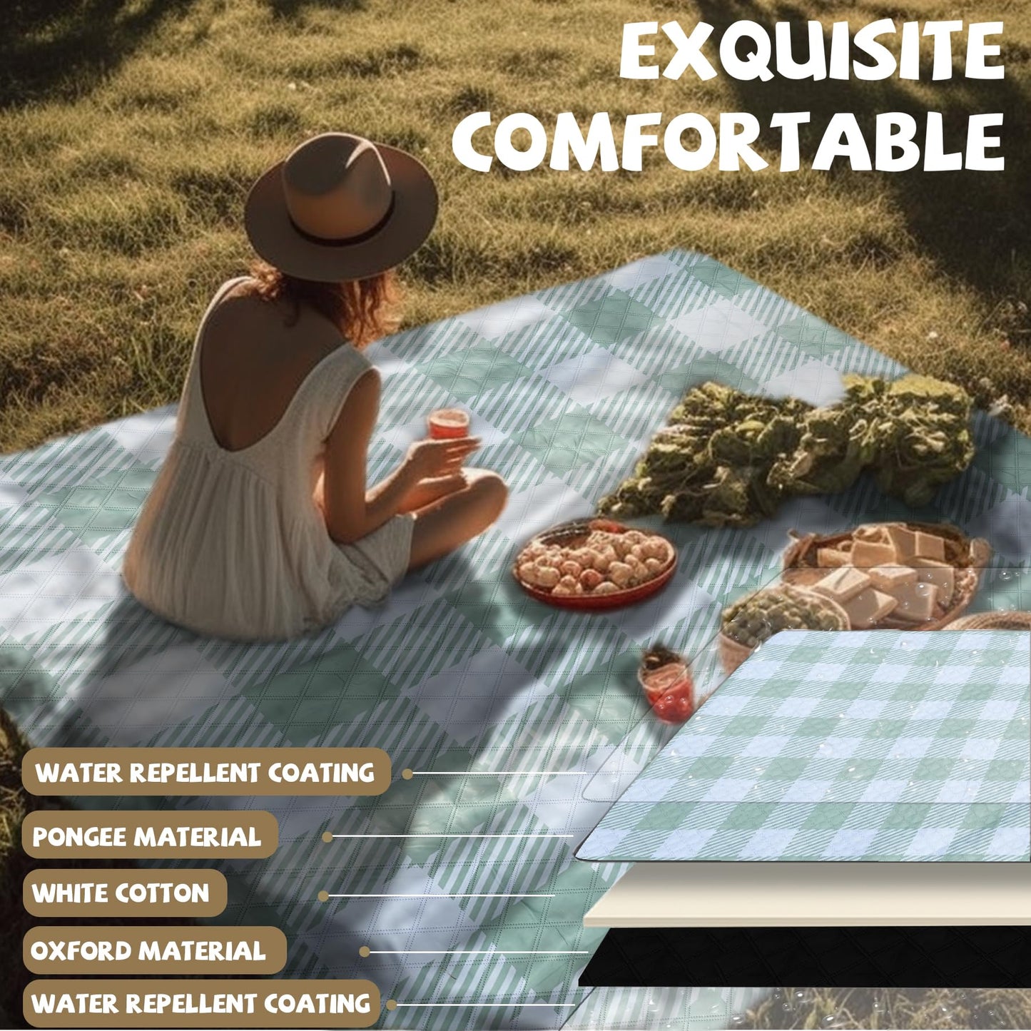 Extra Large Picnic Blankets Portable 80x80 Oversized Waterproof Sandproof Outdoor Boho Beach Blanket Camping Grass Mat Women Birthday Thank You Gift Mother Day Sister Hostess Girlfriend Teacher Gifts