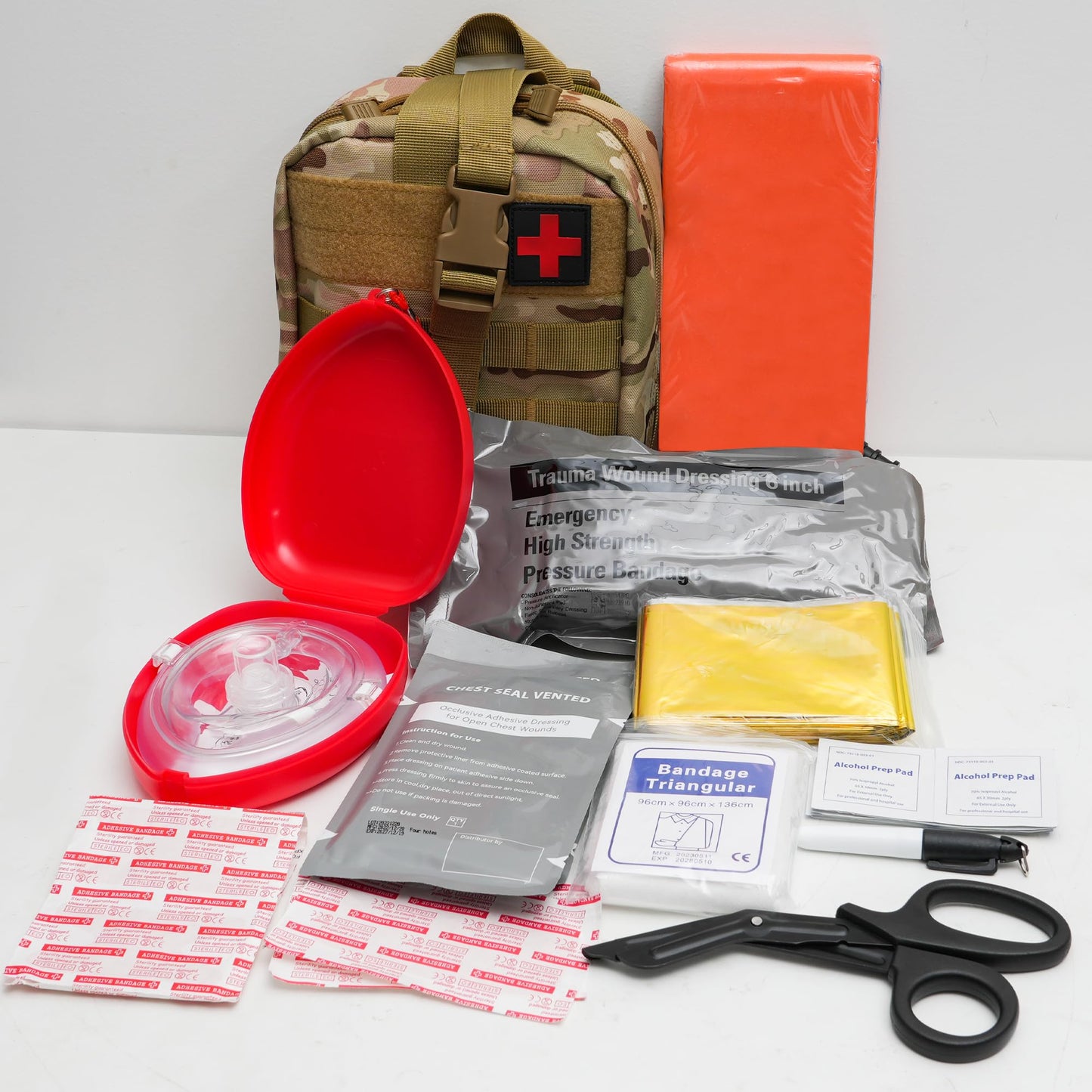 Emergency Trauma First Aid Kit, IFAK Medical Kit with Tourniquet, 36 inch Splint, Bleeding Control Kit