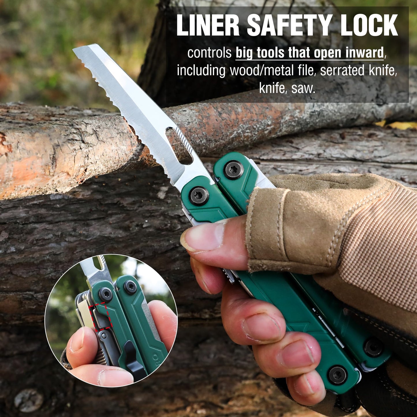 WORKPRO 18-in-1 Multi Tool Pliers, Gifts for Men, Stainless Steel EDC Multitool with Pocket Knife, 2 Safety Locks, Belt Clip and Oxford Pouch, Utility Multiuse Tool for Camping