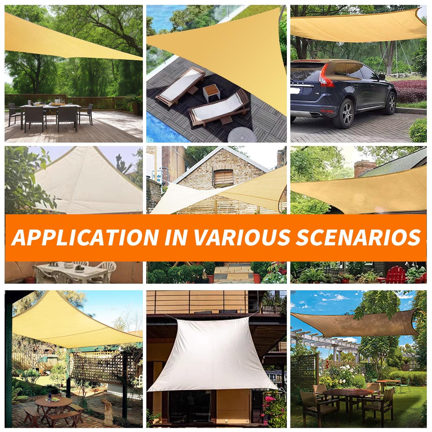 20' x20' x20'Sun Shade Sail Curved Commercial Outdoor Shade Cover Dark Grey Triangle Heavy Duty Permeable 185GSM UV Block Sunshade for Backyard Yard Deck Patio Garden Outdoor Activities and Facility