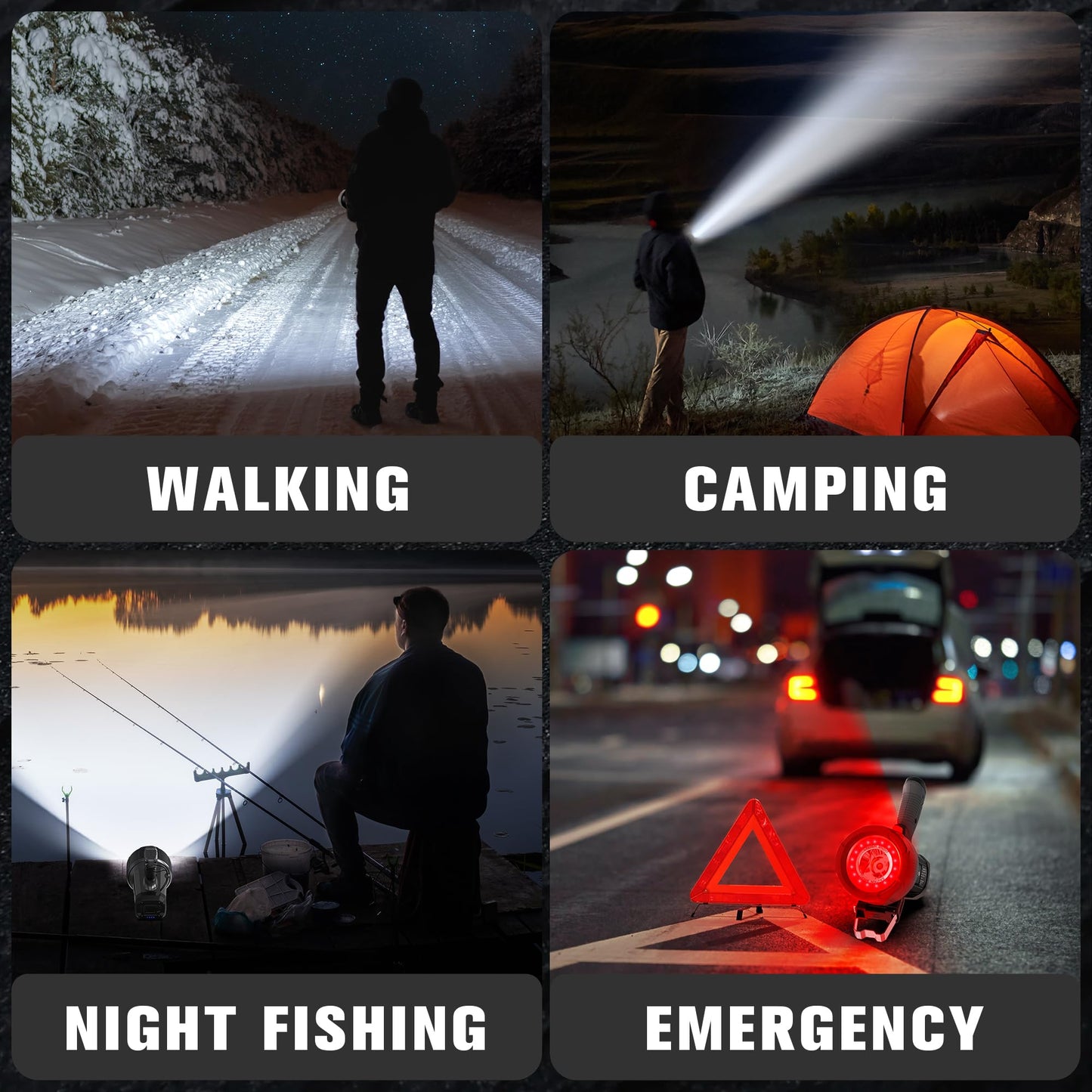 FORTO Rechargeable Spotlight 5000 Lumen Ultra Bright IPX7 Waterproof Spotlight, Boat Flashlight with EVA Carrying Case, 7 Light Modes Handheld Spotlight Flashlight for Marine Boat Hunting